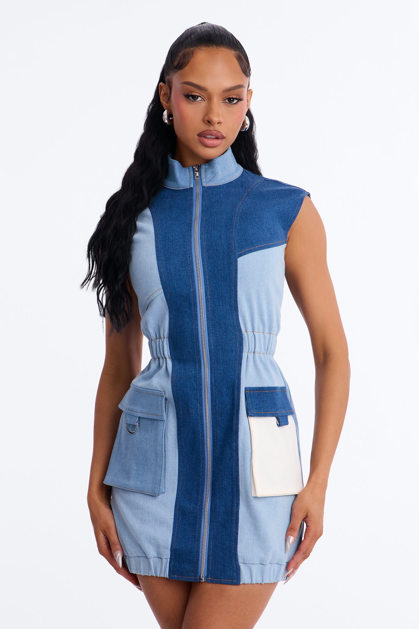 Sonic Vroom Stretch Denim Mini Dress - Denim