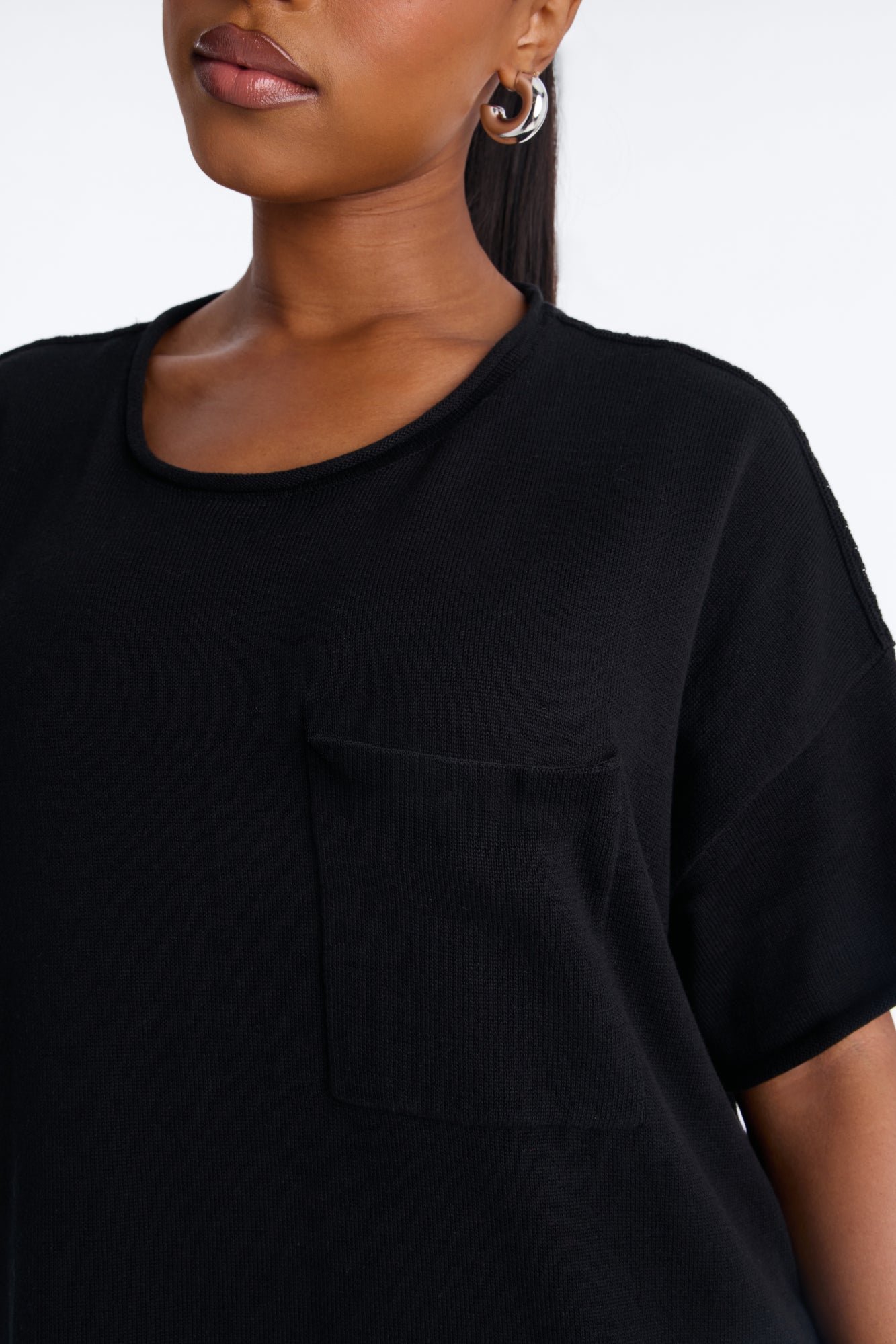 Rory Oversized Scoop Neck T Shirt - Black