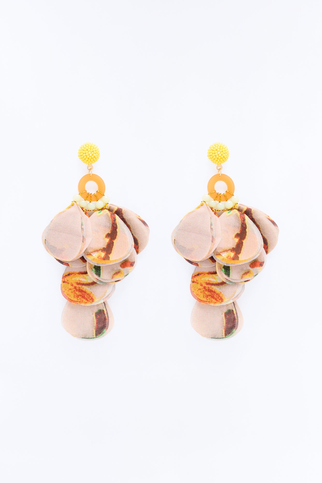 Frill Twirl Earrings - Taupe/combo