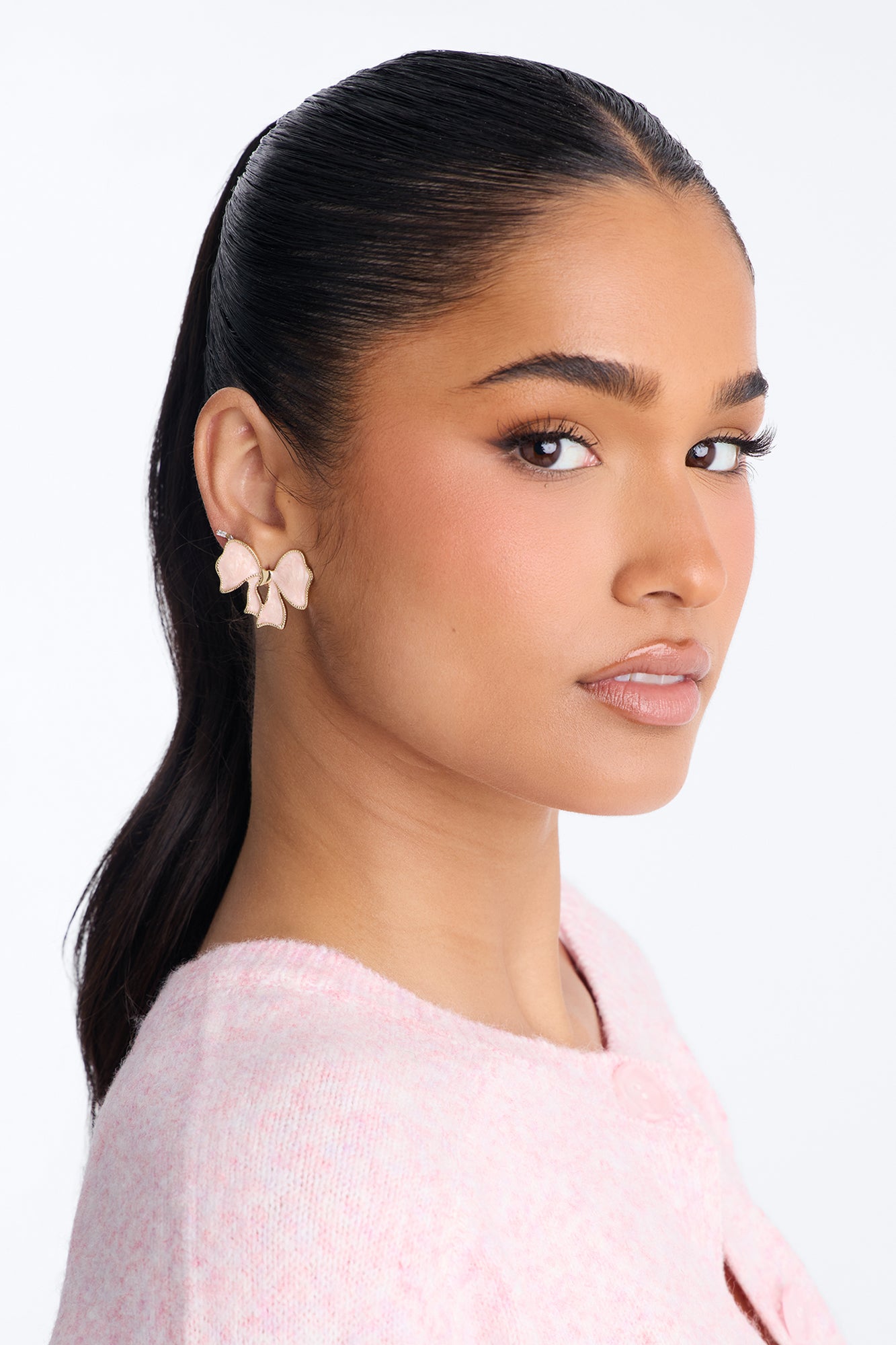 Prettiest Bow Drop Earrings - Pink