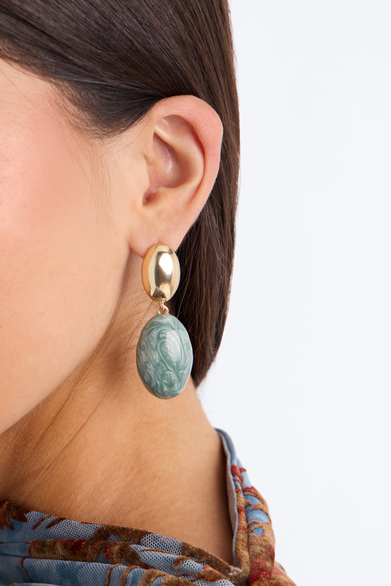 Moonlit Jeweled Drop Earrings - Gold/Blue