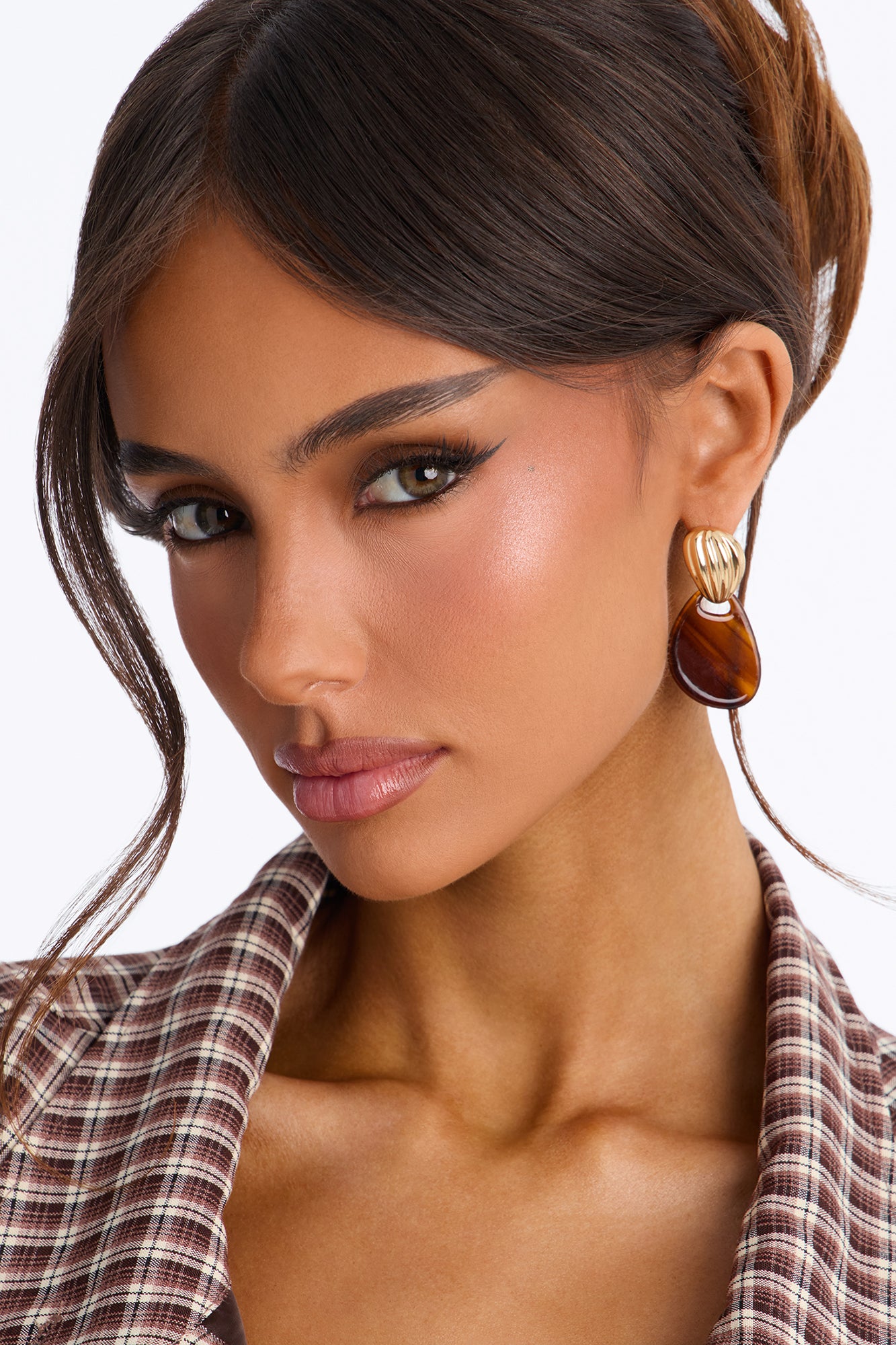 Sunset Kiss Drop Earrings - Gold/Brown