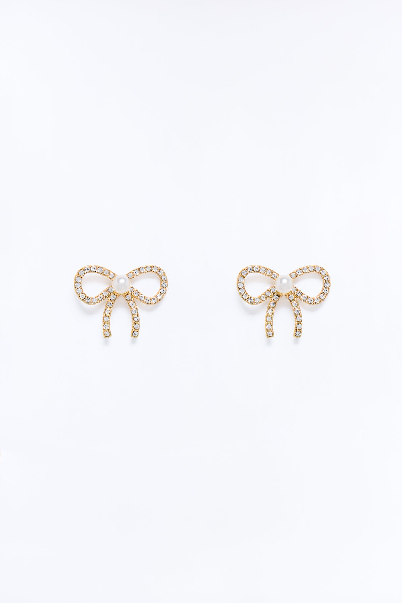 Sweetheart Bow Stud Earrings - Gold