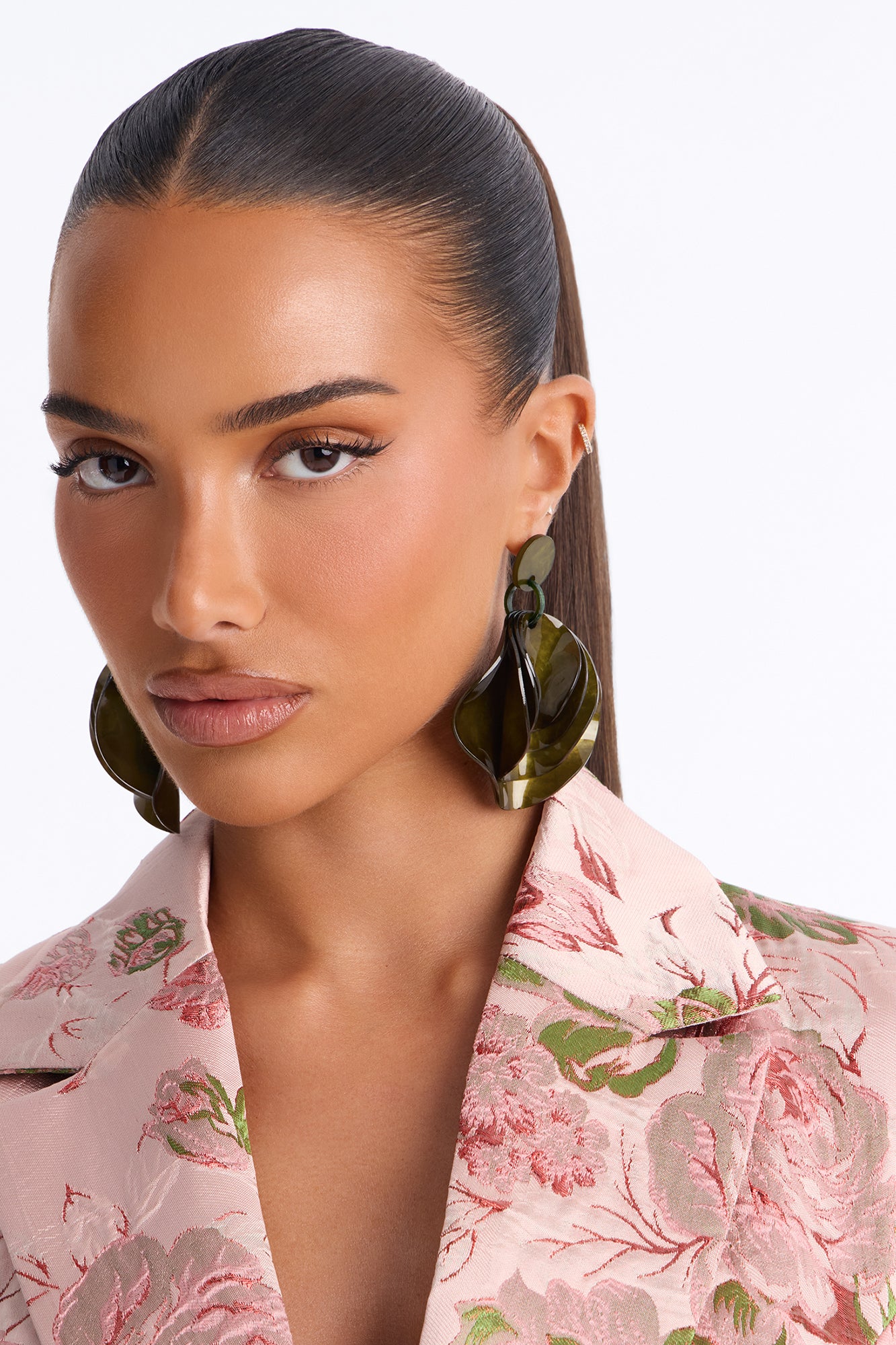 Petals For Days Drop Earrings - Green