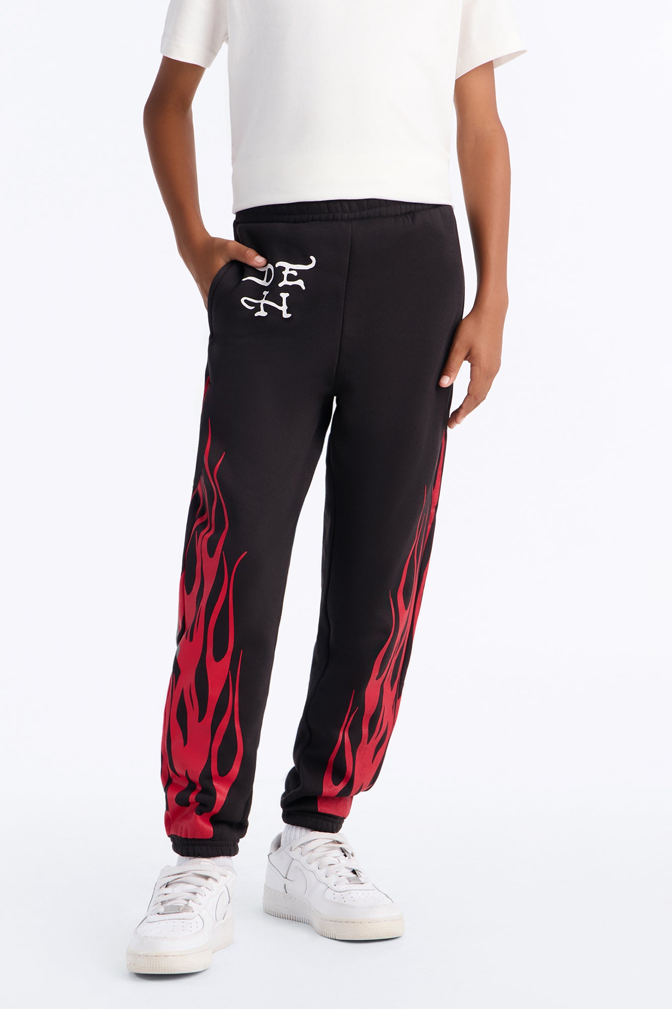 Mini Ed Hardy Flame Unbroken Jogger Pants - Black