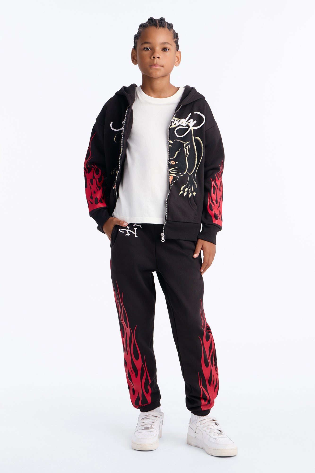 Mini Ed Hardy Flame Unbroken Jogger Pants - Black