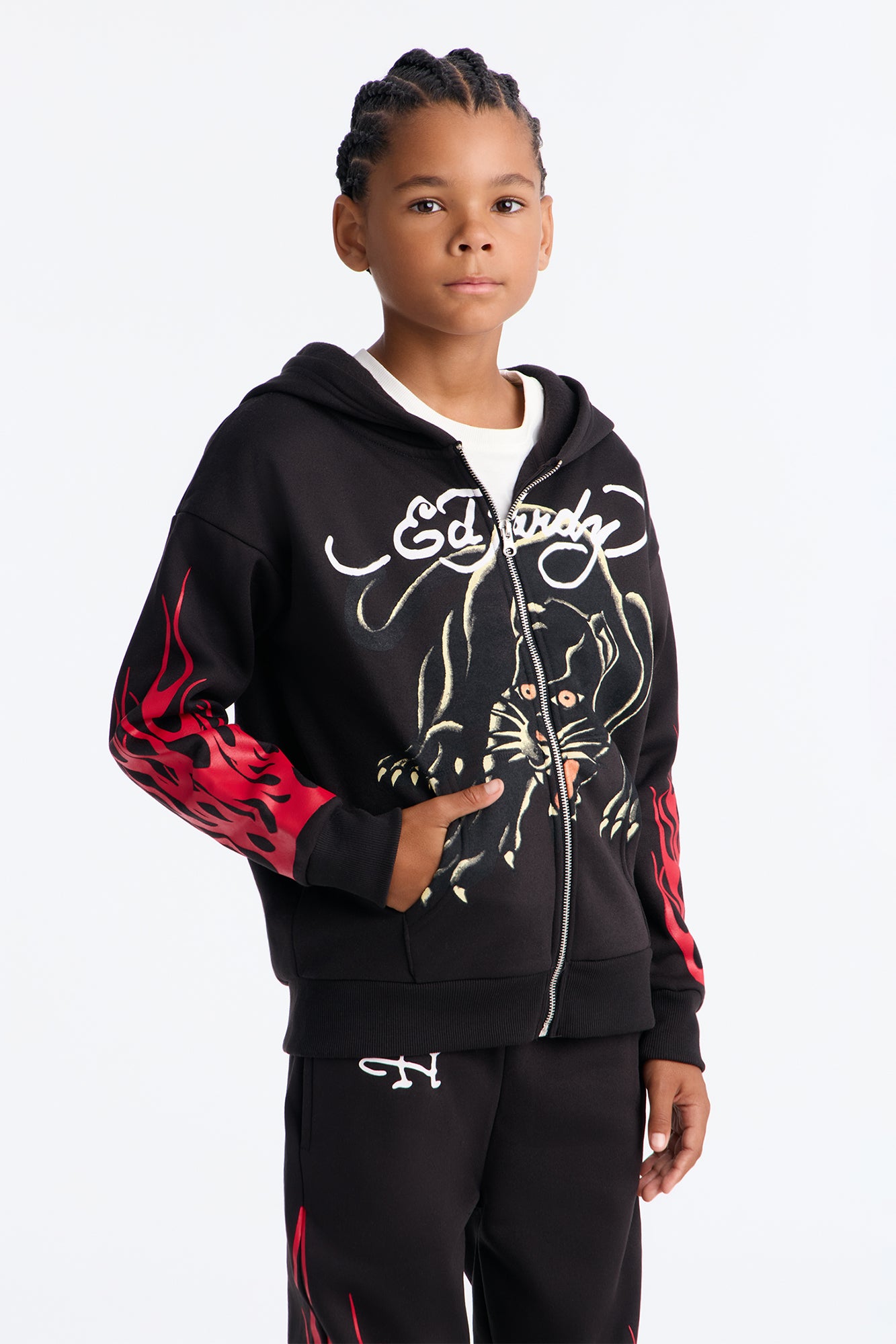 Mini Ed Hardy Flame Unbroken Hoodie - Black