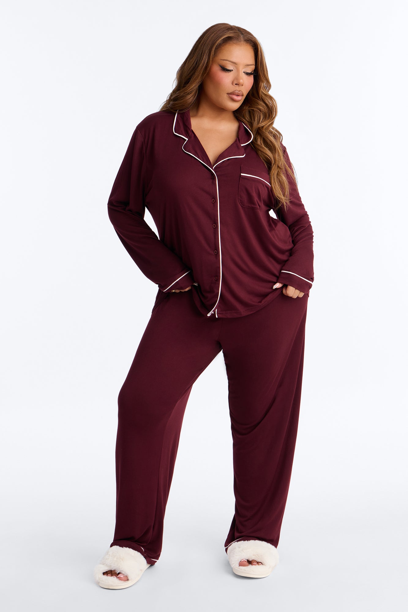 In The Morning PJ Pant Set - Burgundy