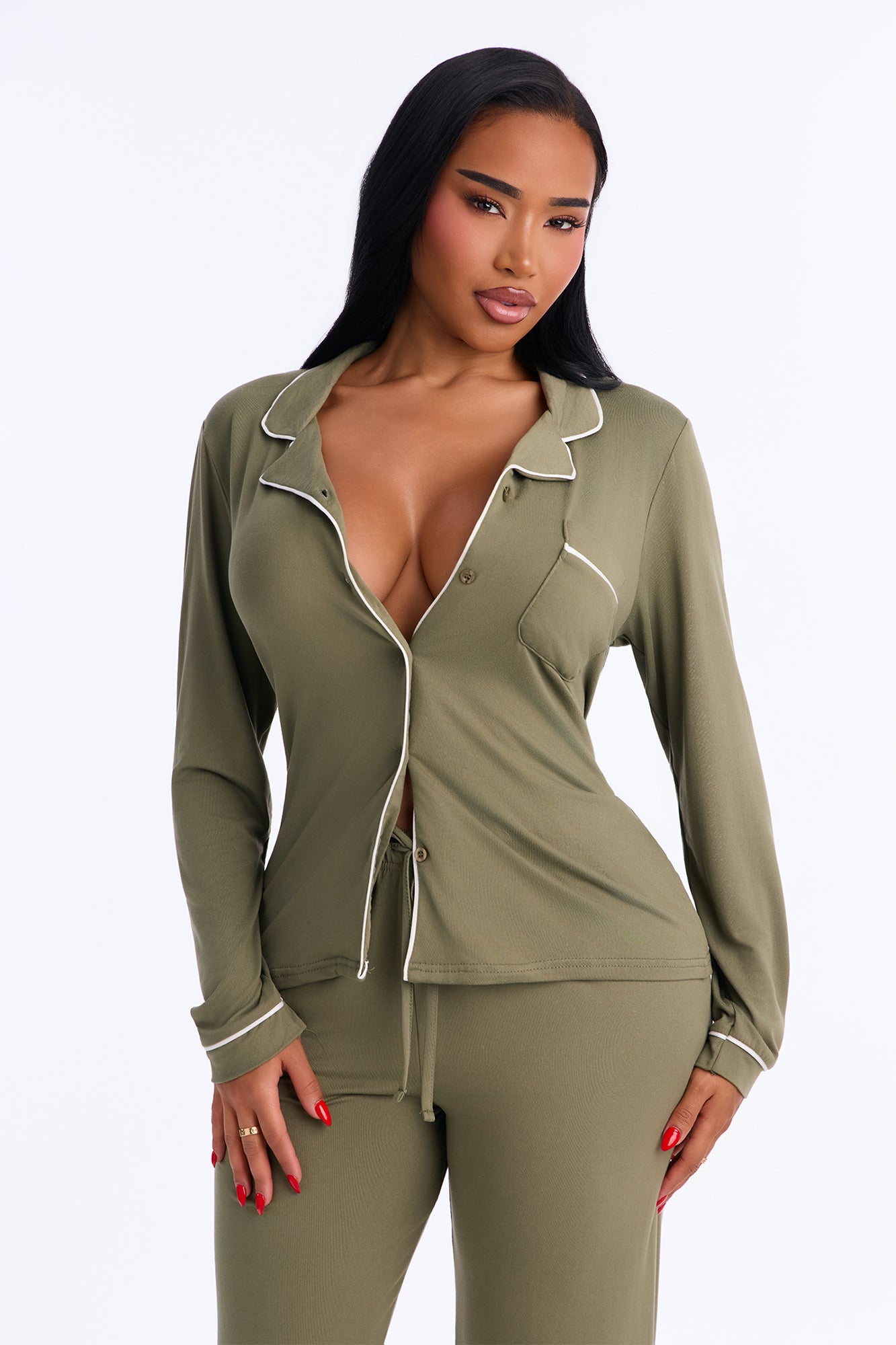 In The Morning PJ Pant Set - Olive