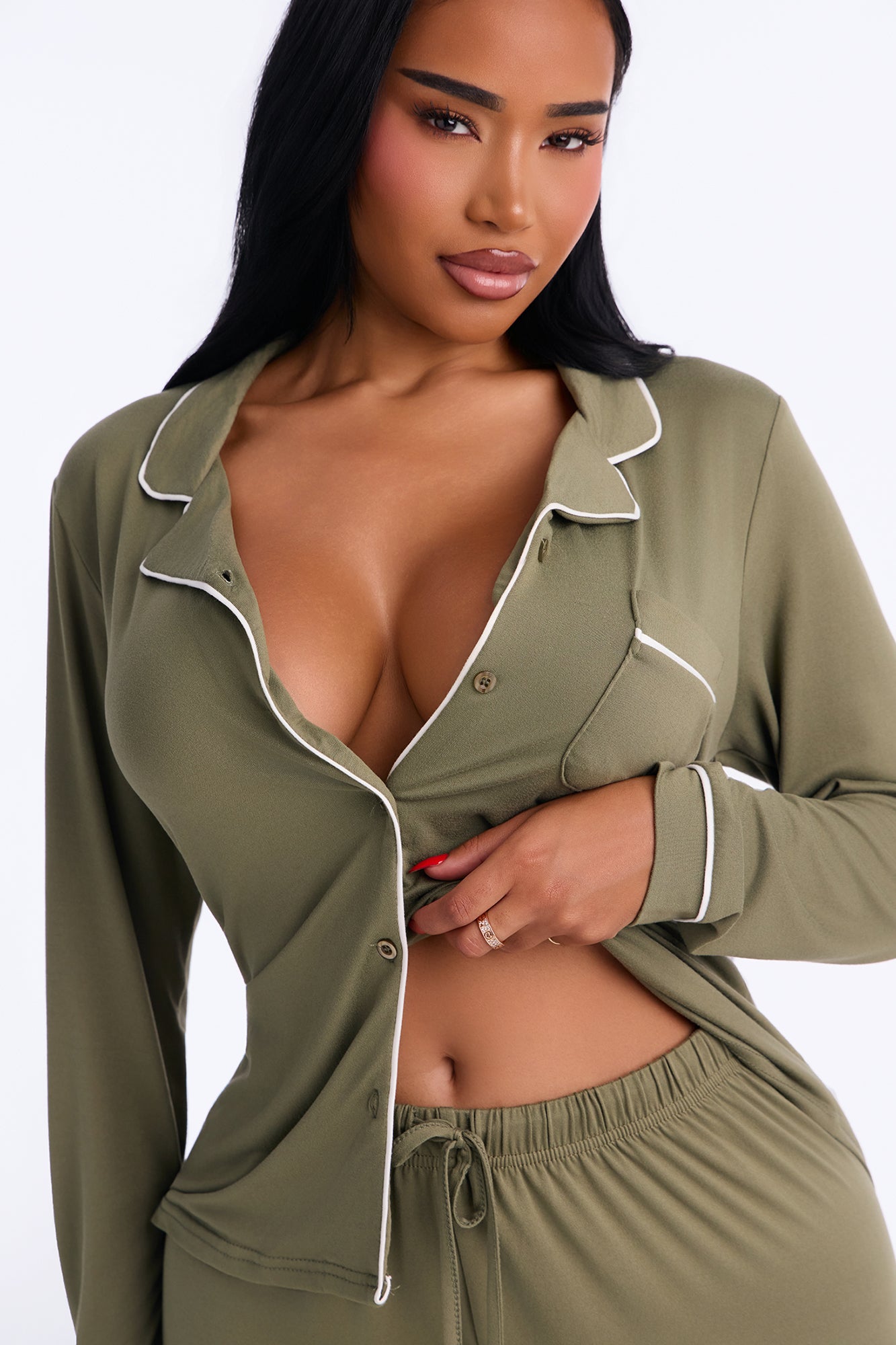 In The Morning PJ Pant Set - Olive
