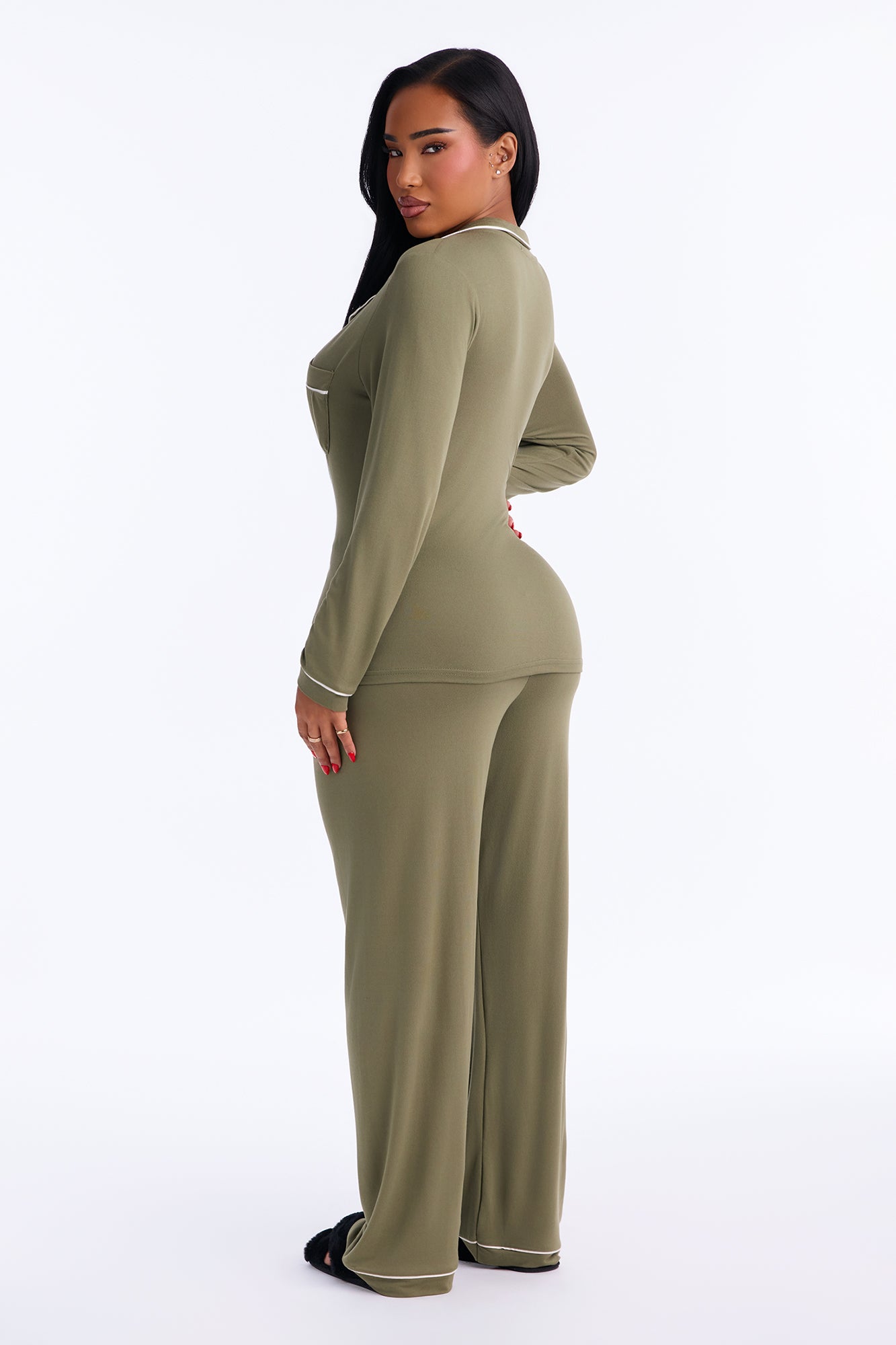 In The Morning PJ Pant Set - Olive