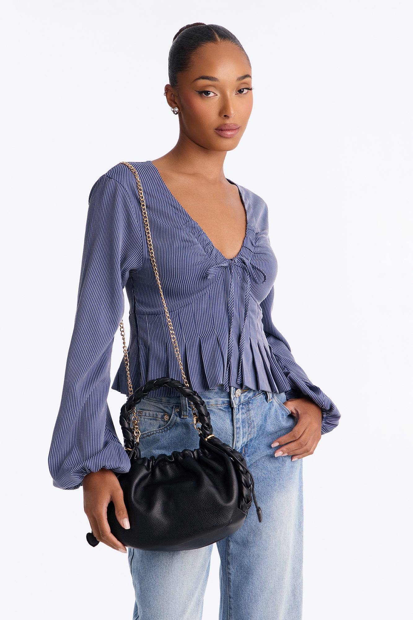 Pull Me Closer Faux Leather Crossbody Handbag - Black