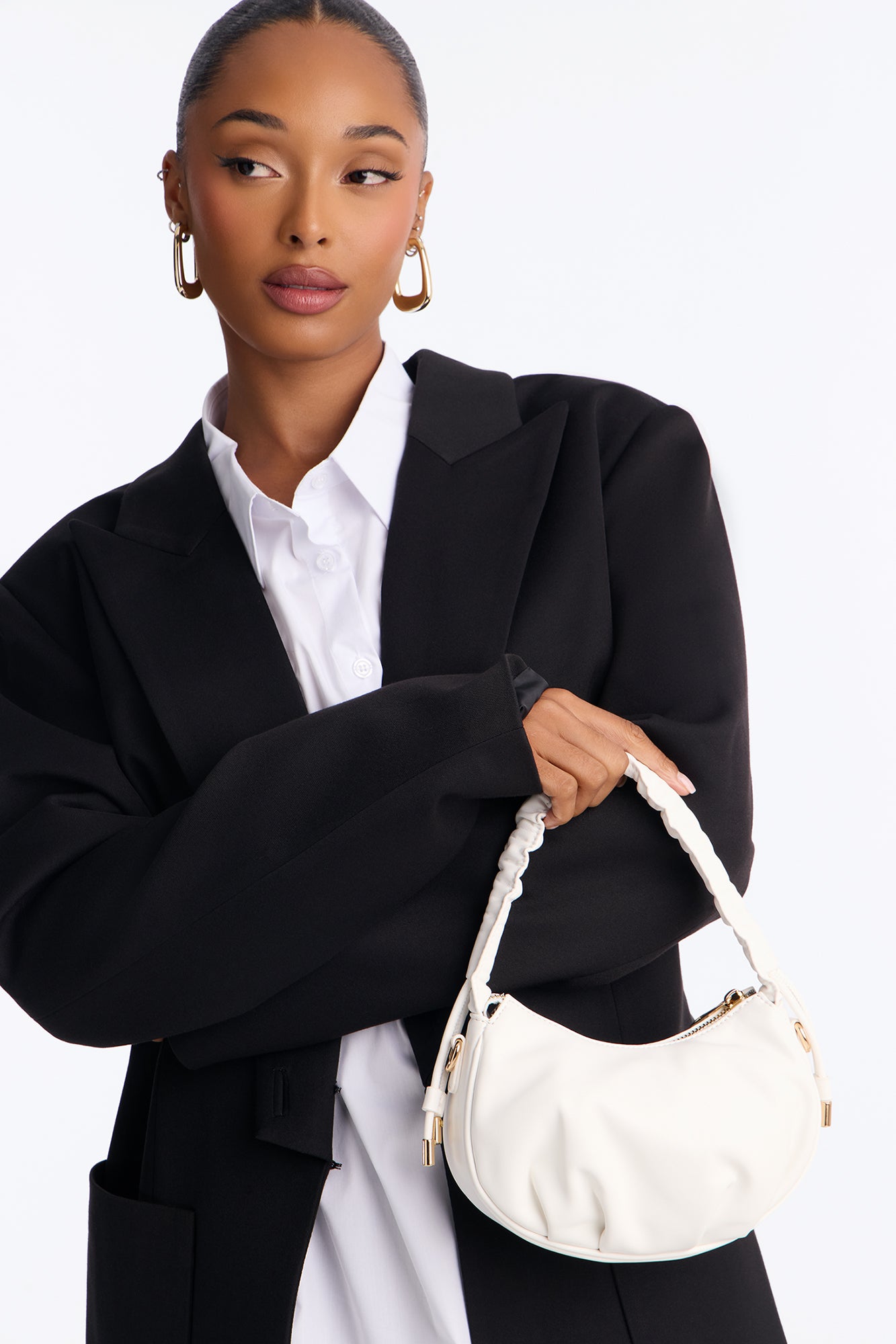 Read My Mind Faux Leather Shoulder Handbag - White