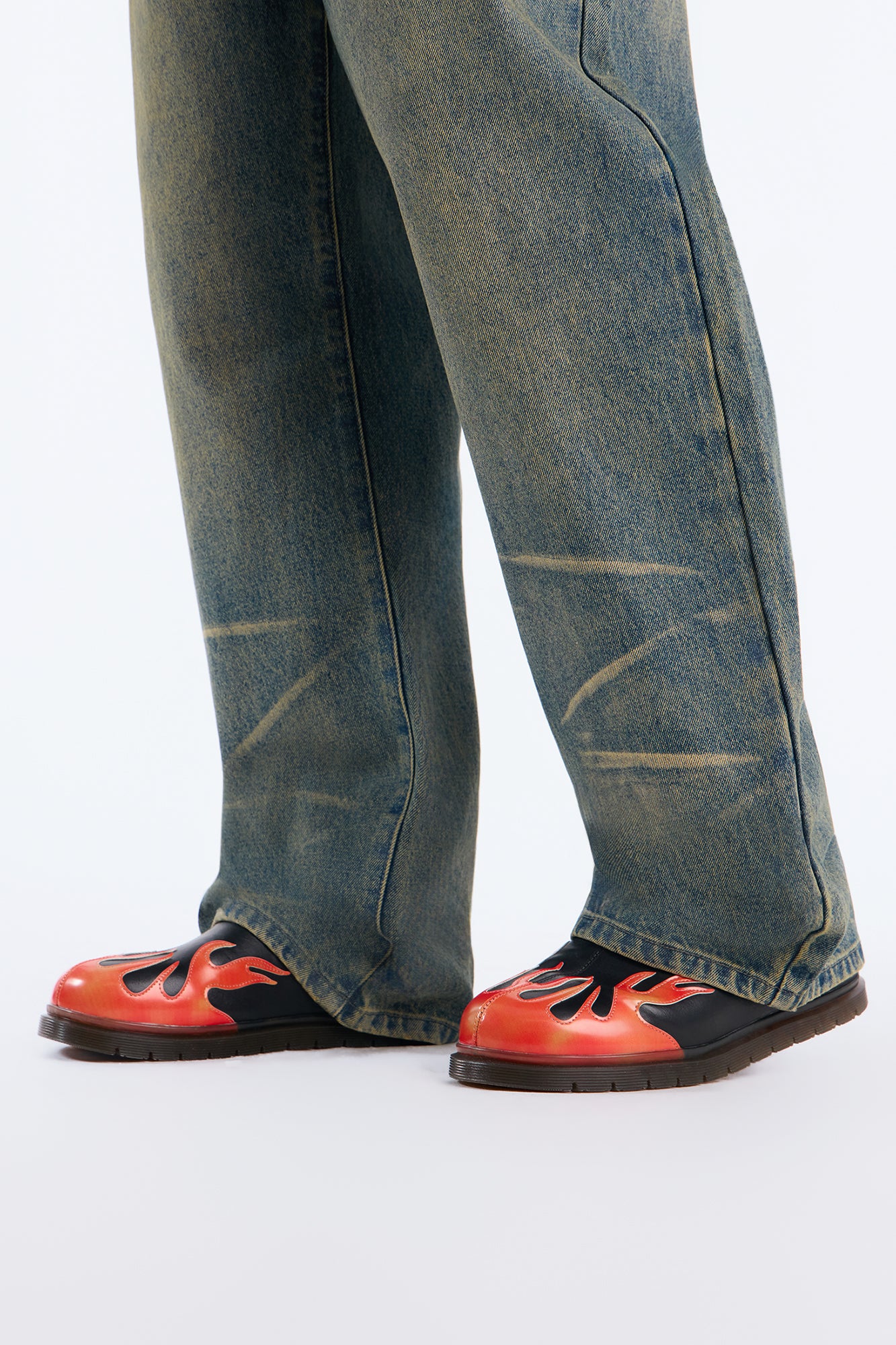 Inferno Flame Detail Slip On Mule - Black/Red