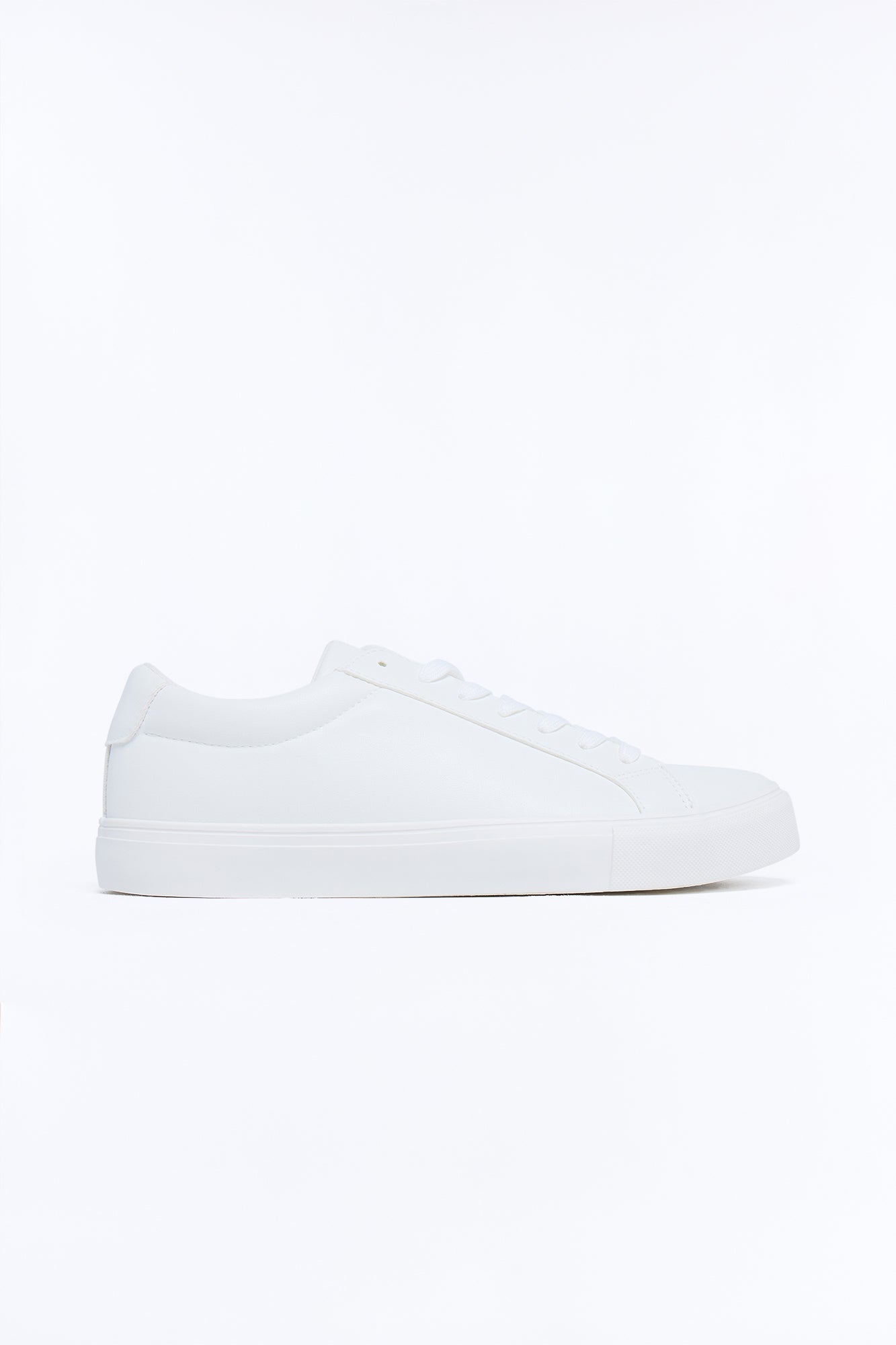 Minimal Faux Leather Low Top Sneaker - White