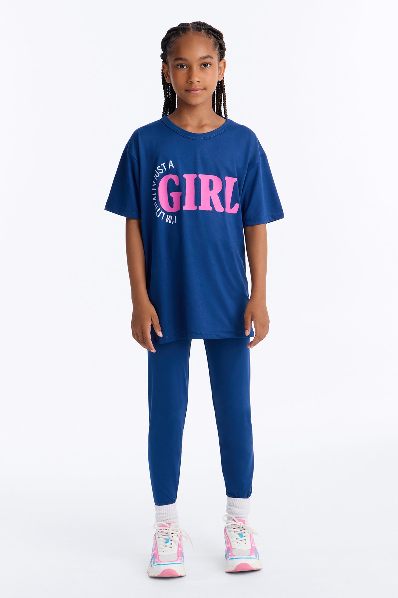 Mini I'm Literally Just A Girl Legging Set - Navy