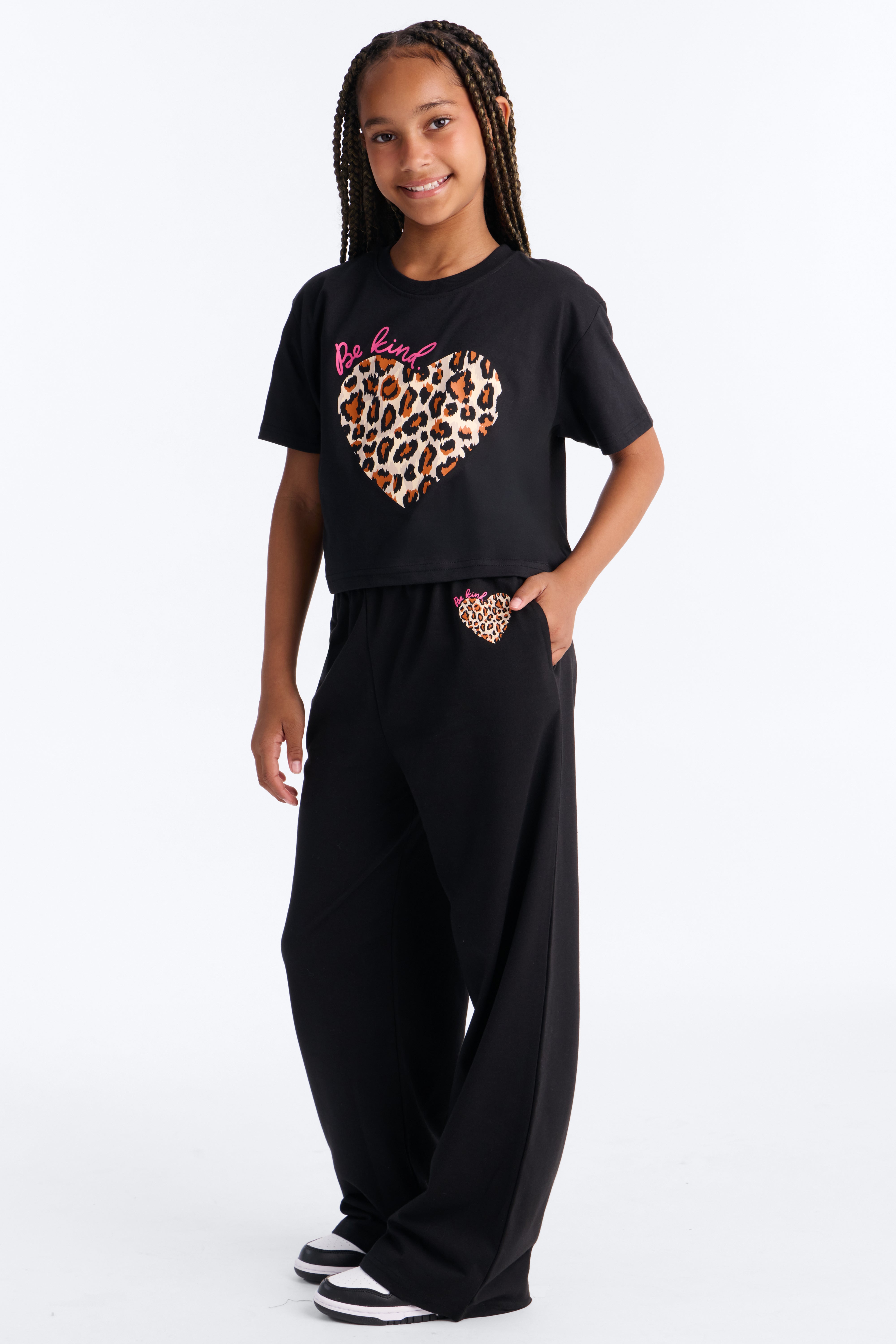 Mini Be Kind Wide Leg Pant Set - Black