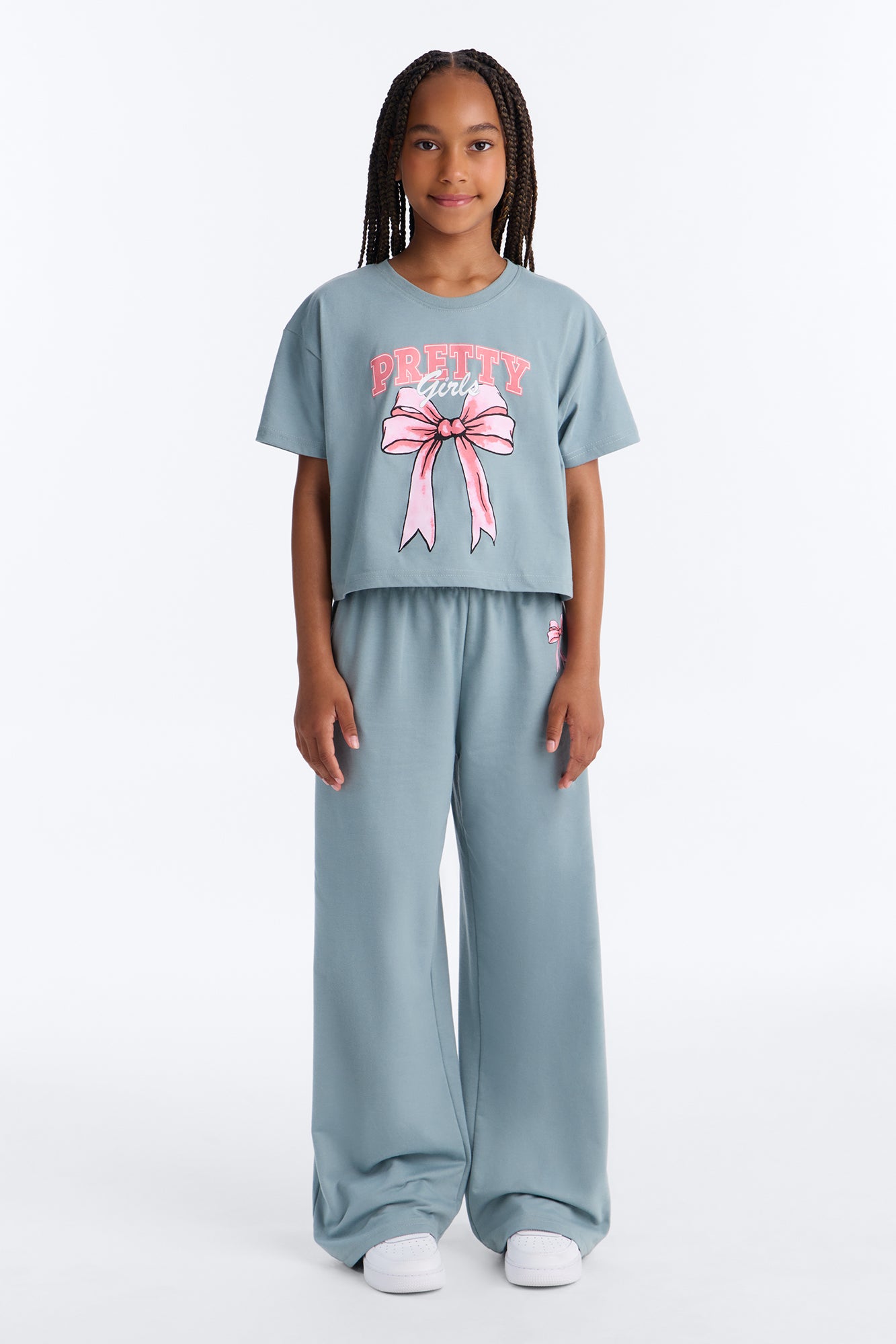 Mini Too Pretty Wide Leg Pant Set - Grey