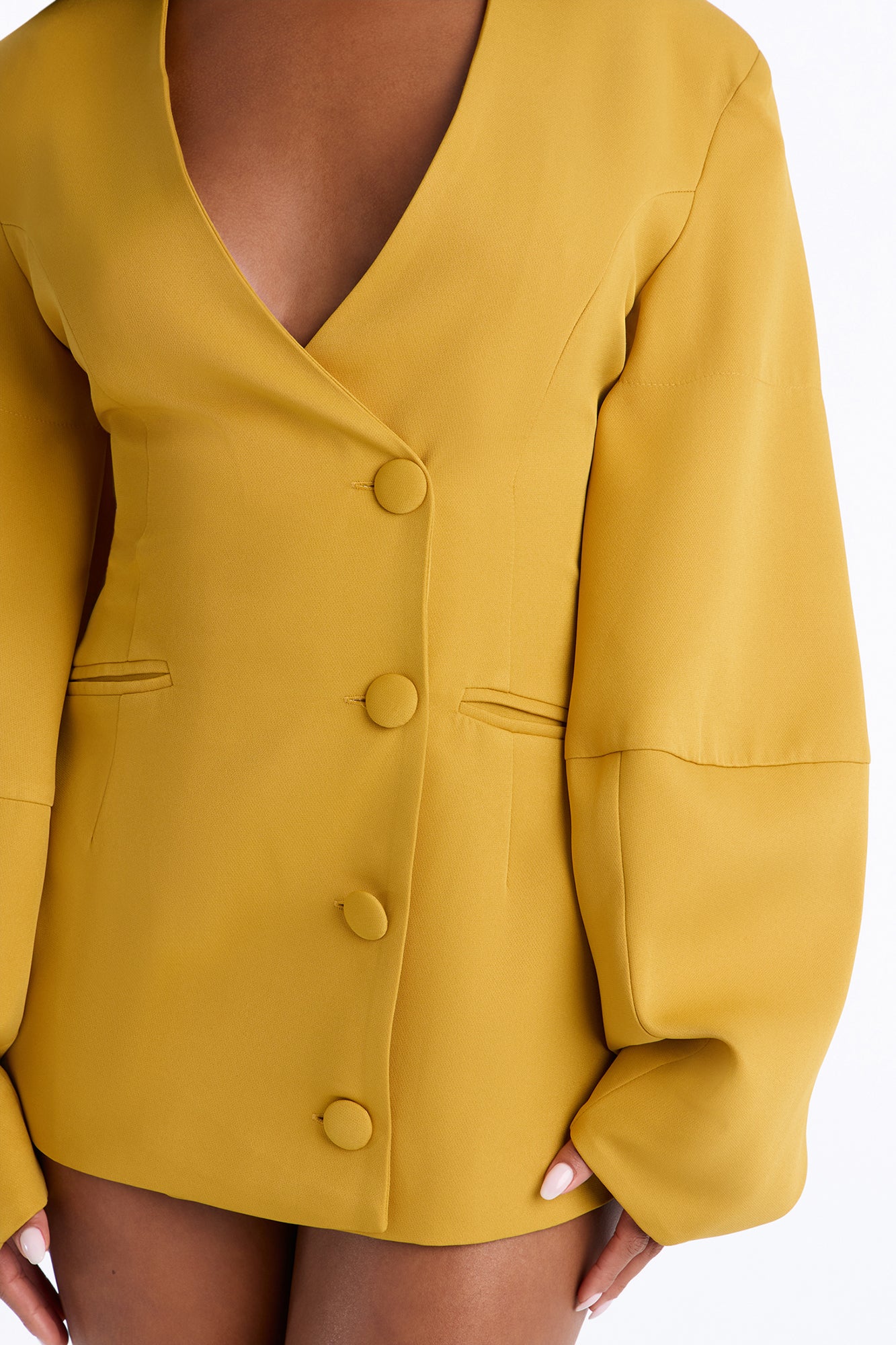 Sweet & Smart Barrel Sleeve Blazer - Chartreuse