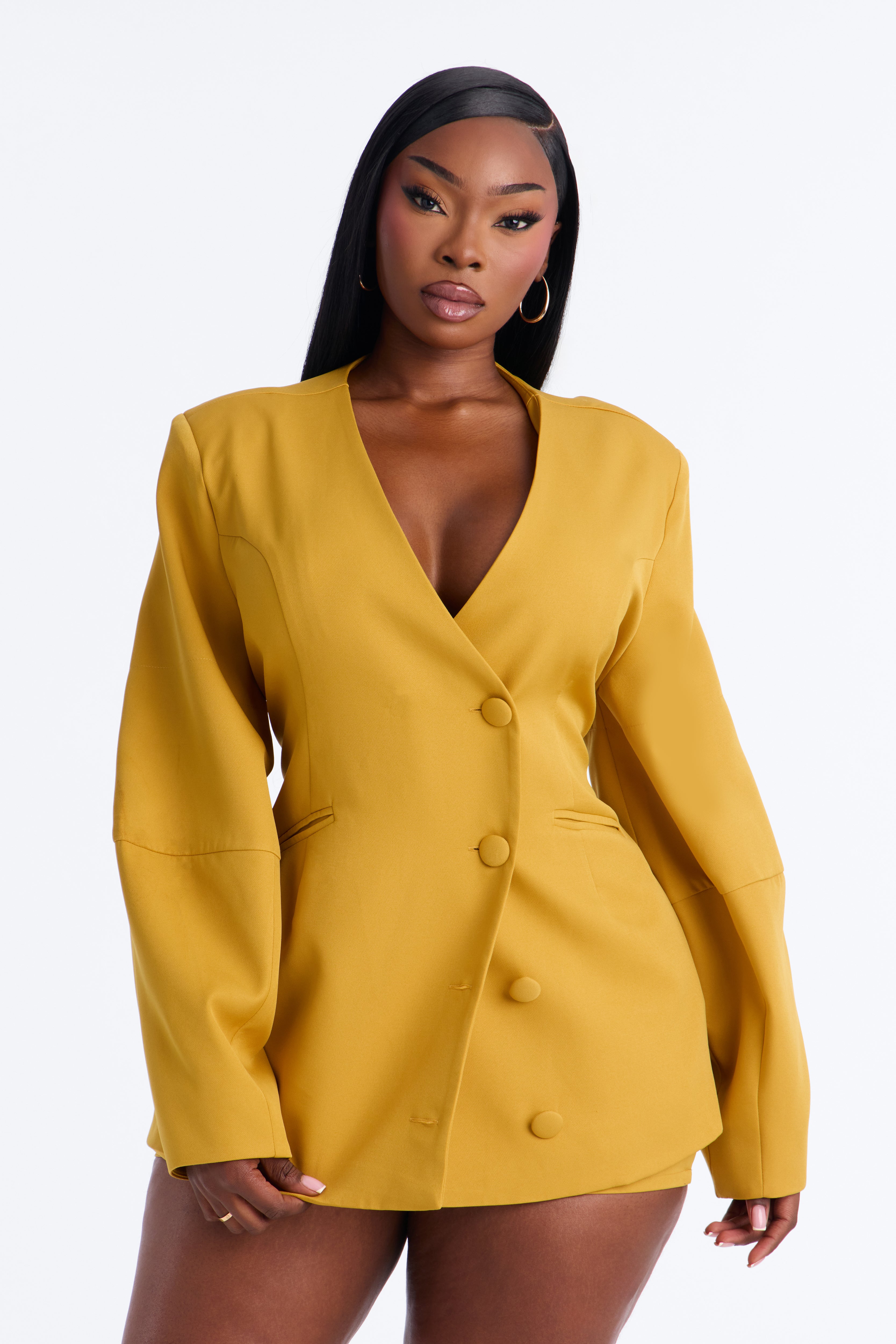 Sweet & Smart Barrel Sleeve Blazer - Chartreuse