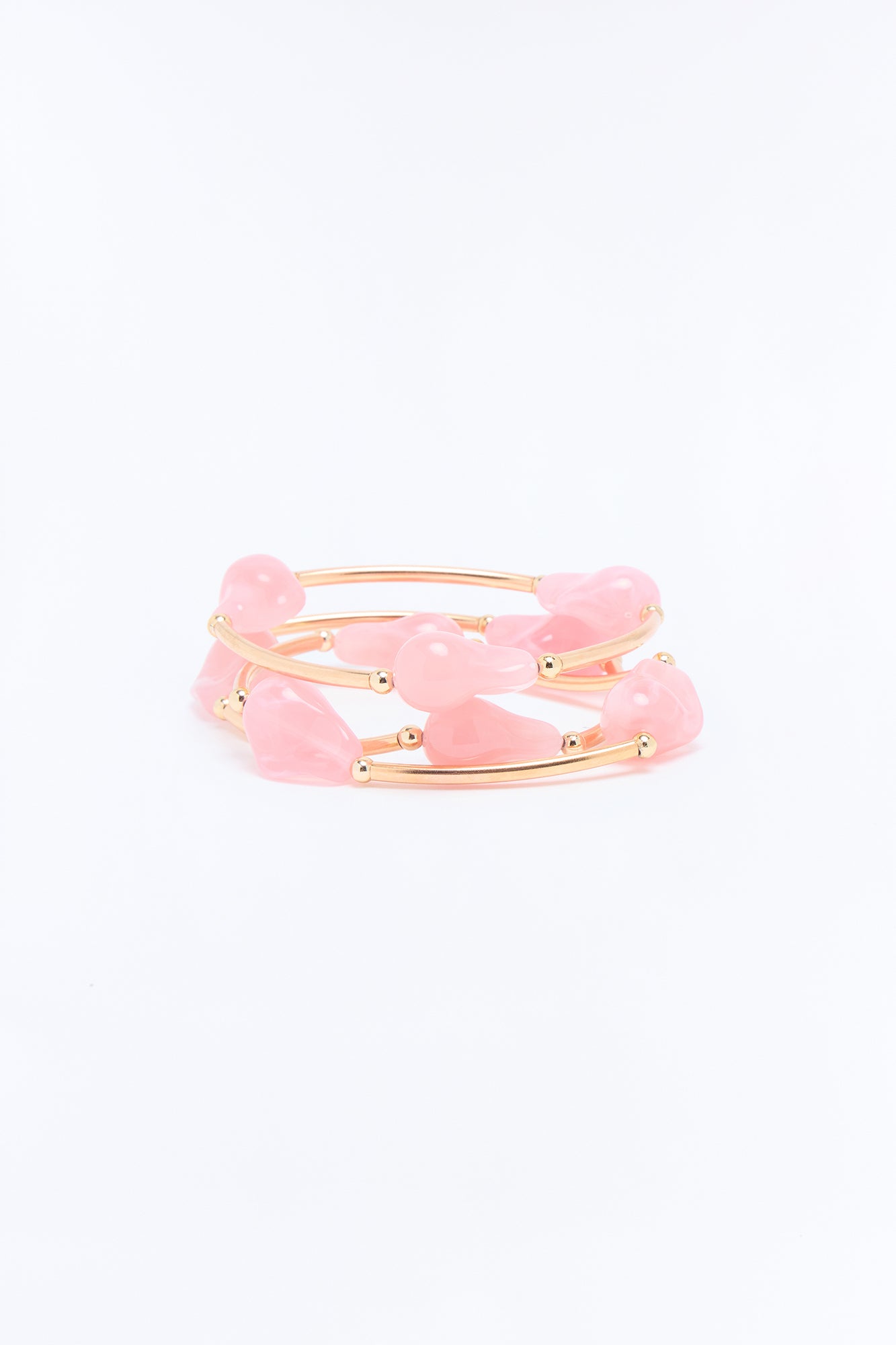 In The Tropics 3 Piece Bracelet Set - Gold/Pink