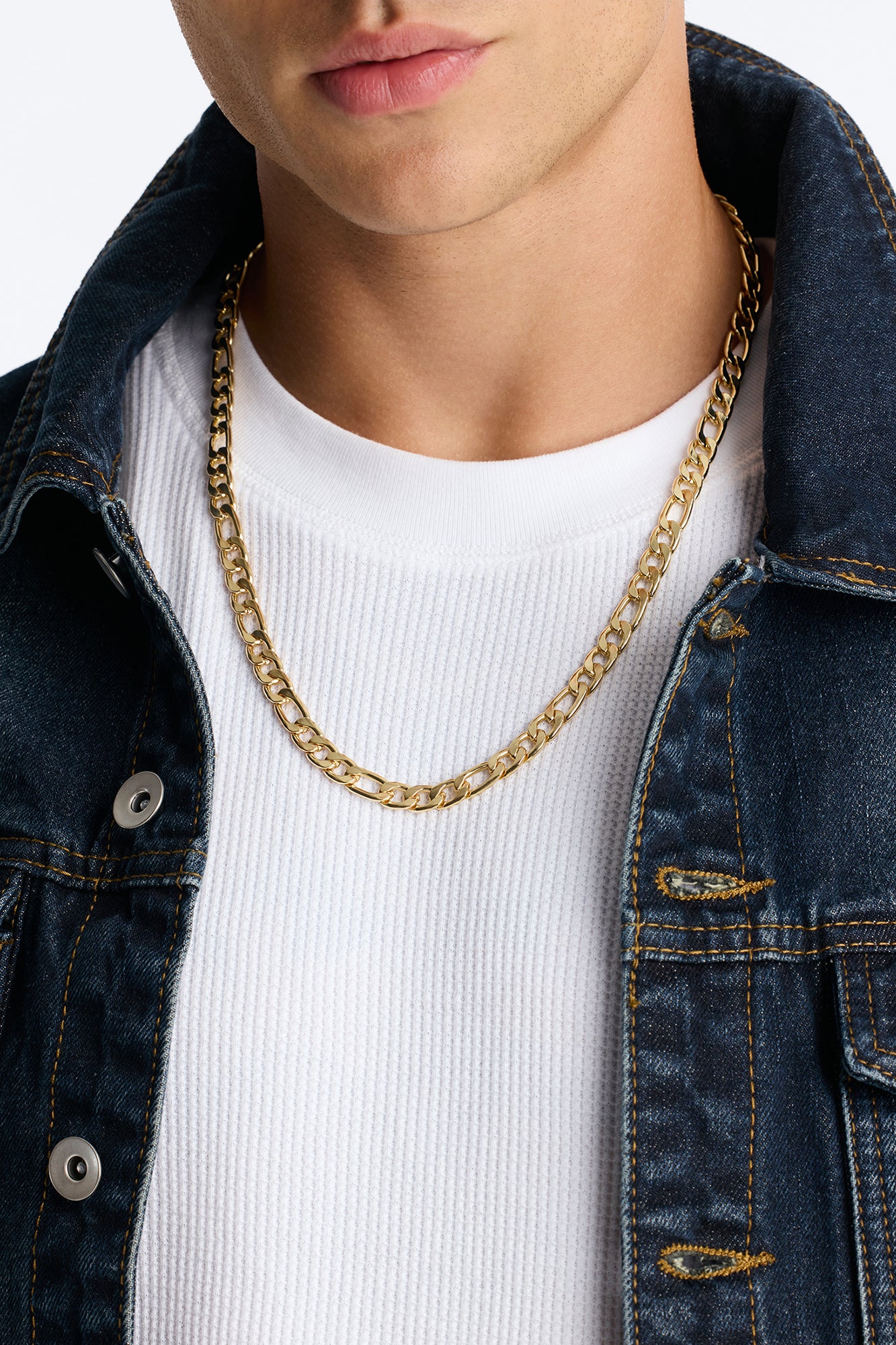 24″ Figaro Chain 8mm Necklace - Gold