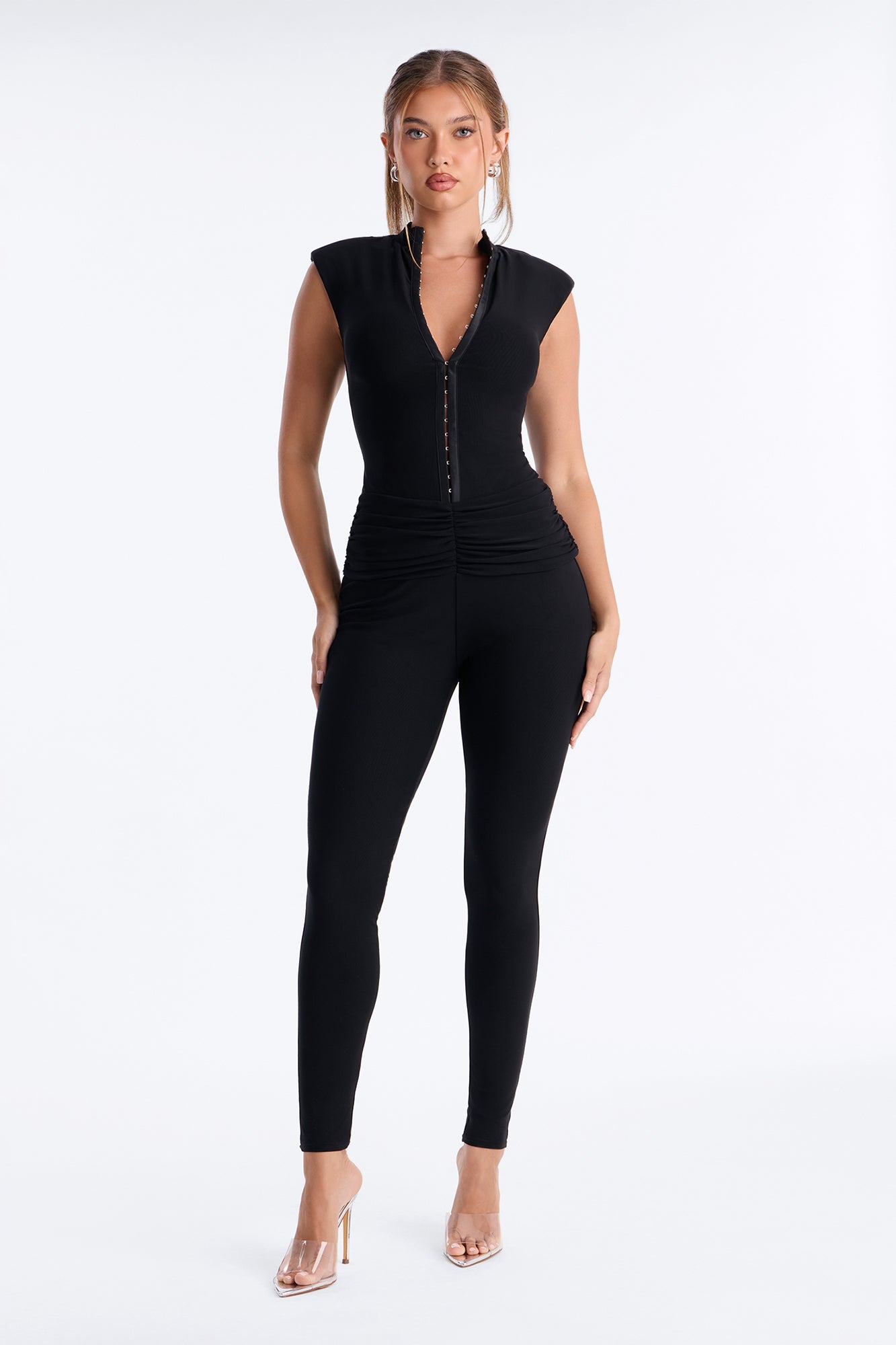 Jada Mesh Sleeveless Skinny Leg Jumpsuit - Black