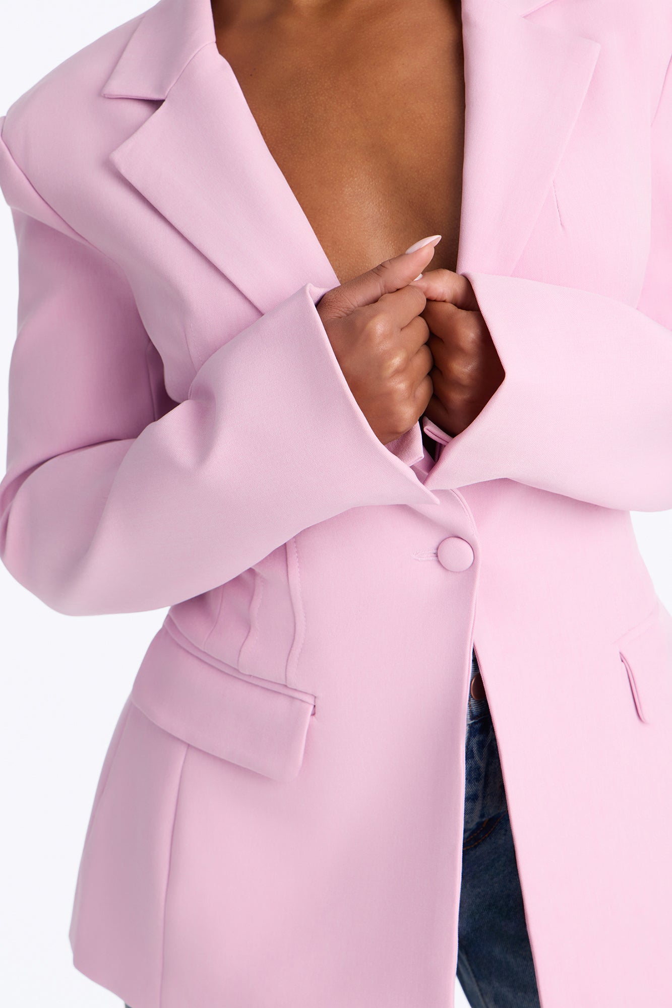 Hailey Hourglass Fitted Blazer - LightPink
