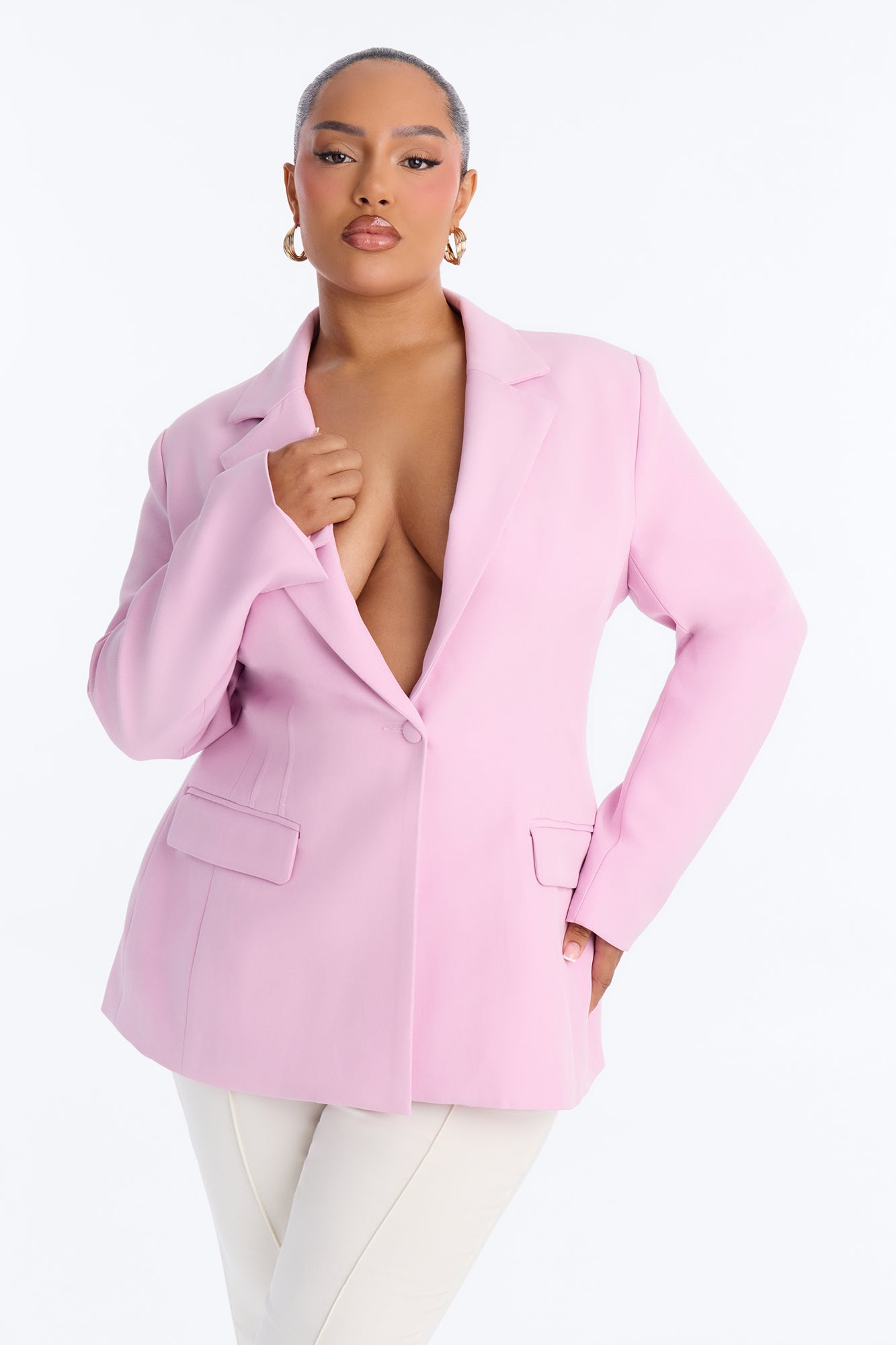 Hailey Hourglass Fitted Blazer - LightPink
