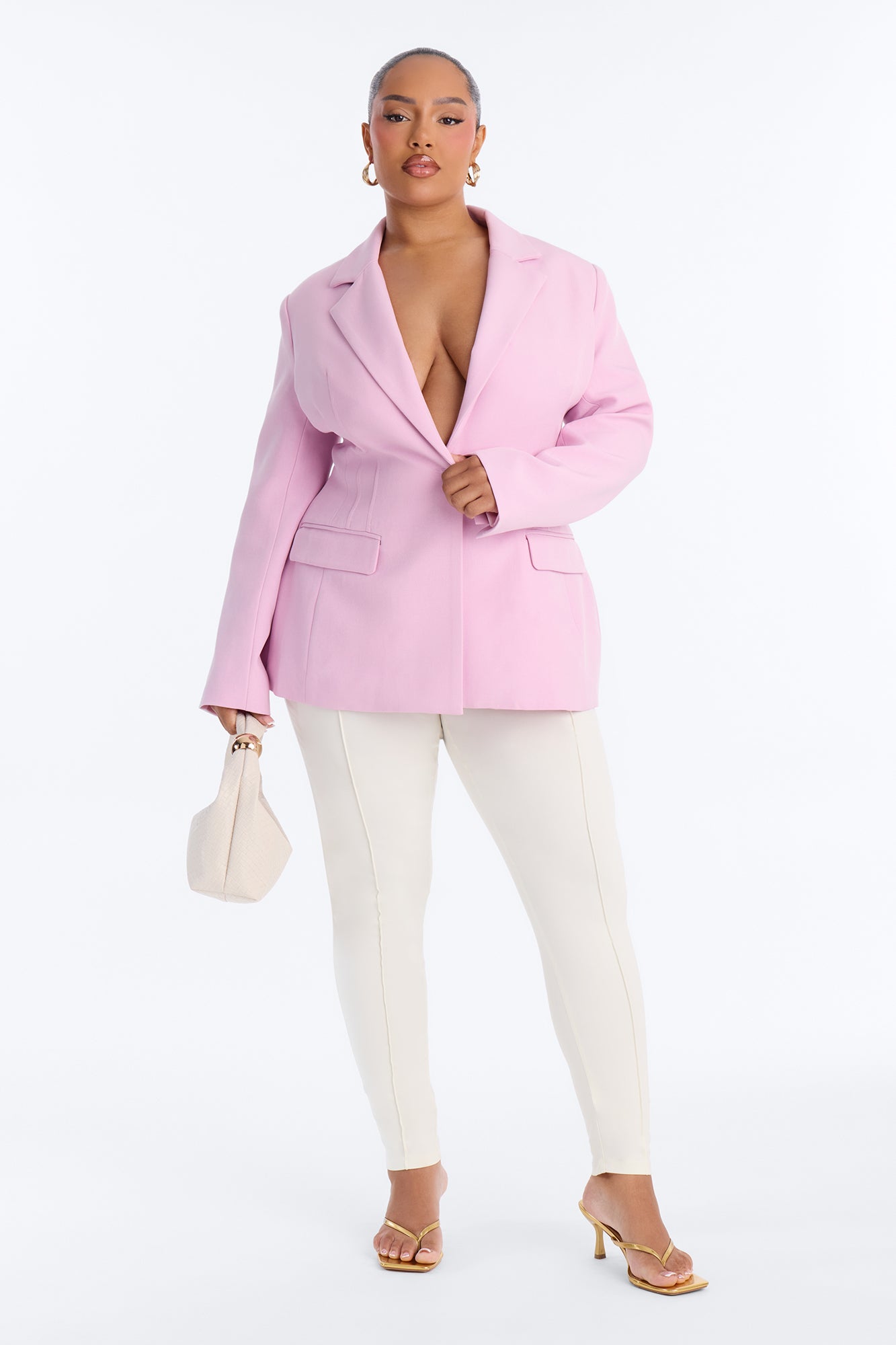 Hailey Hourglass Fitted Blazer - LightPink