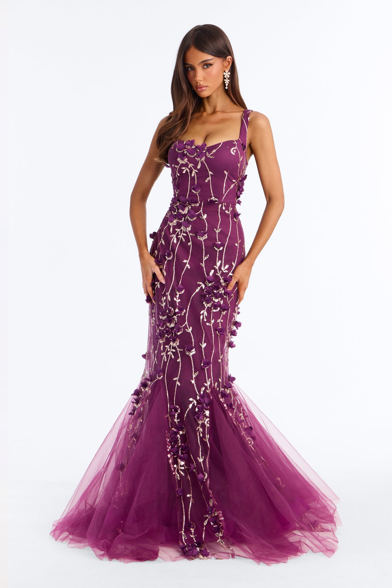 Delaney Tulle Gown - Plum
