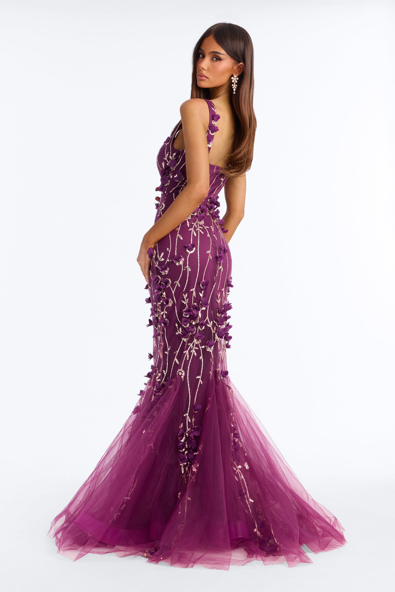 Delaney Tulle Gown - Plum