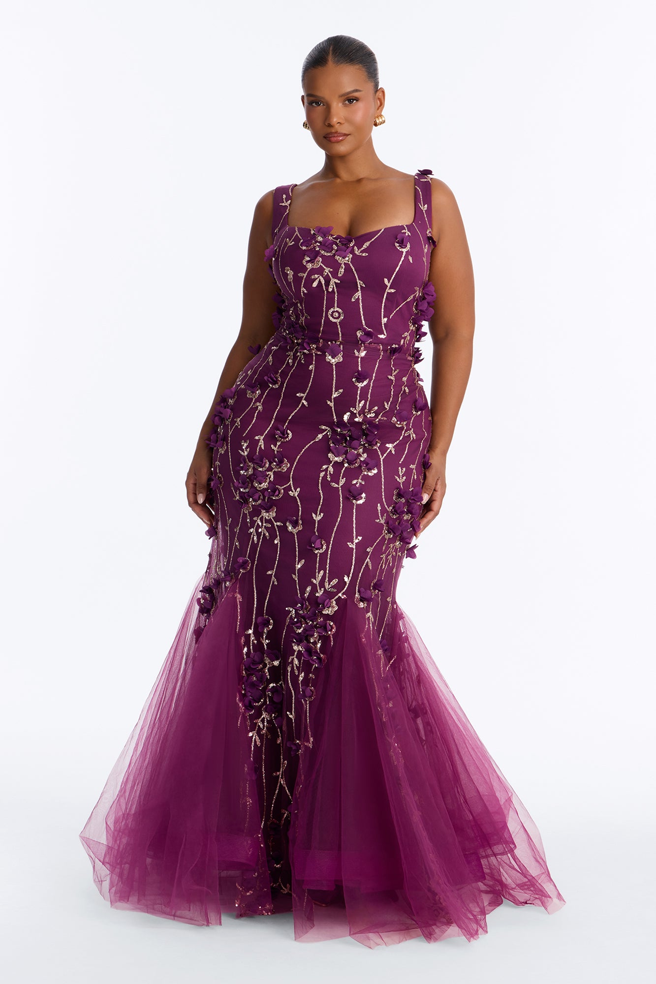 Delaney Tulle Gown - Plum