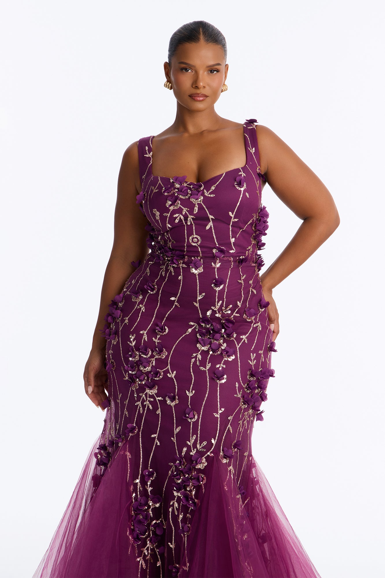 Delaney Tulle Gown - Plum