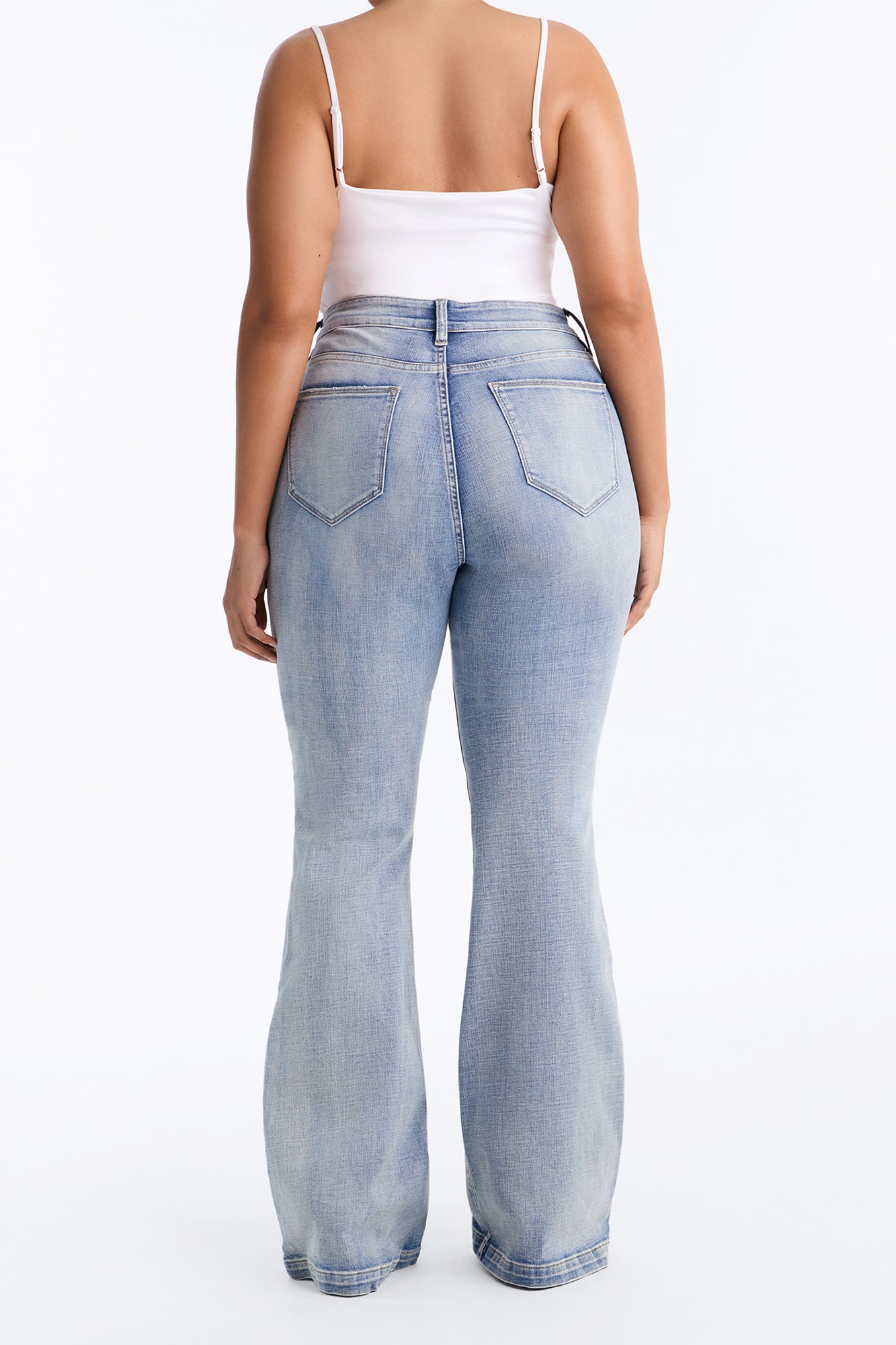 Tall Key Figure Ripped Stretch Flare Jeans - Medium Wash