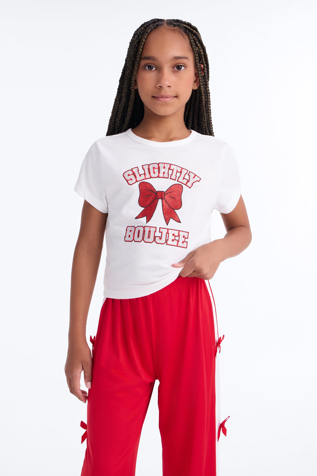 Mini Slightly Boujee Pant Set - Red/combo