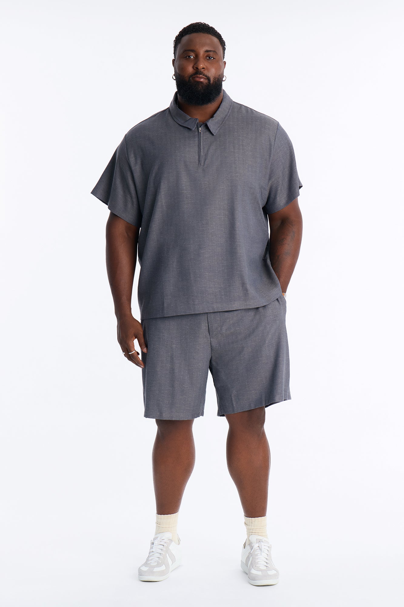 Laurel Linen Relaxed Short - Navy/combo