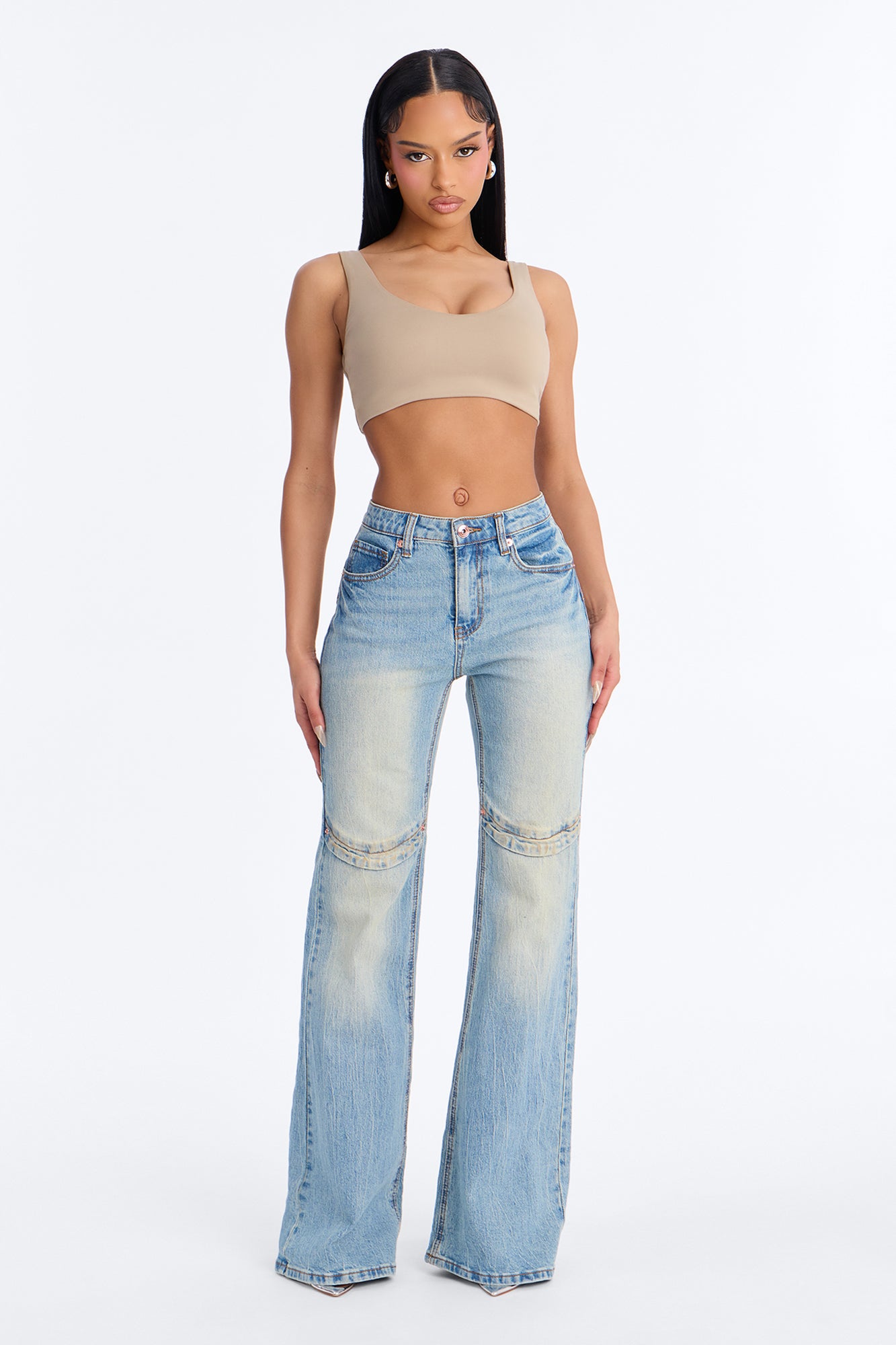 Malibu Tinted Stretch Flare Jeans - Medium Wash