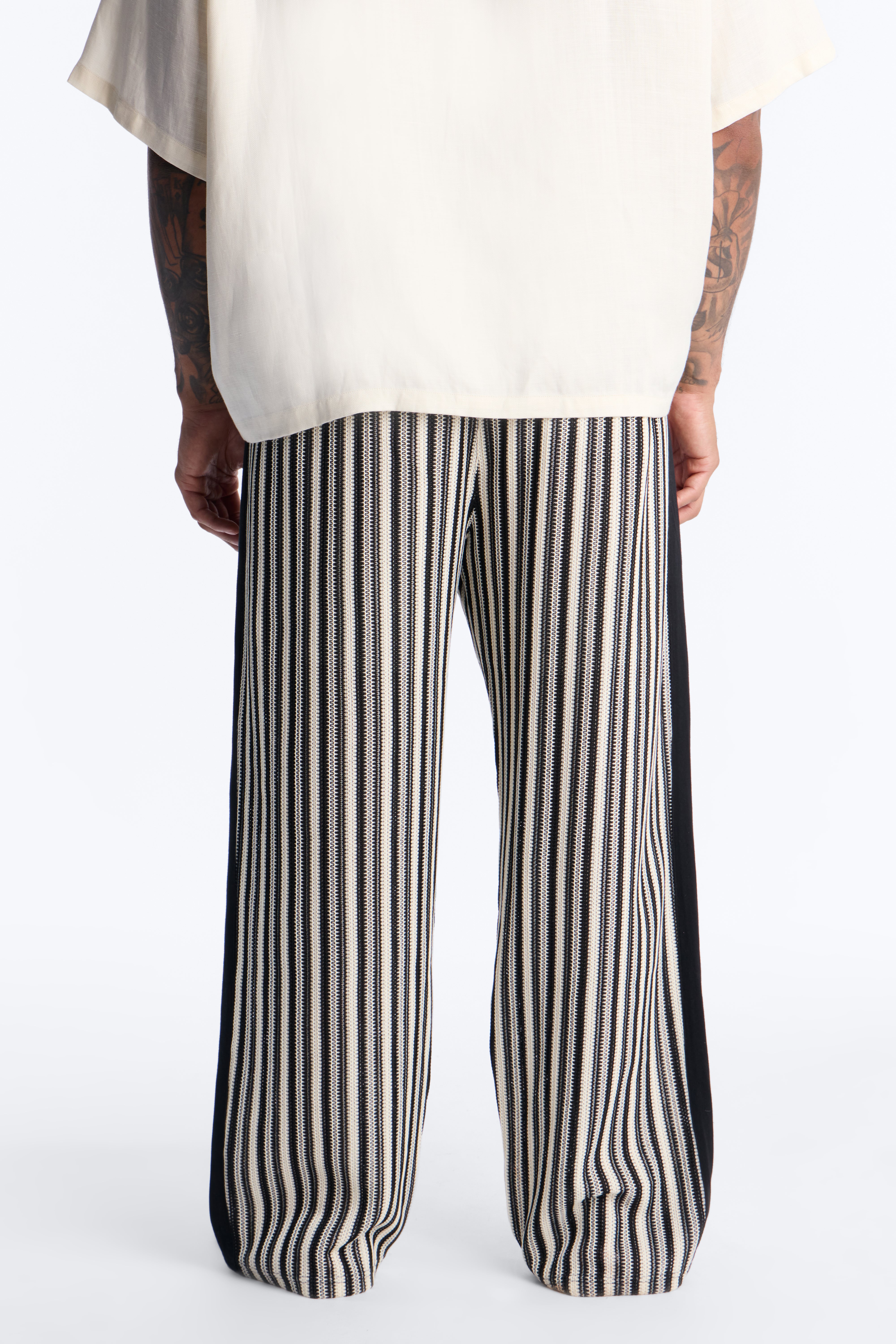 Ribbed Column Relaxed Pant - Black/combo