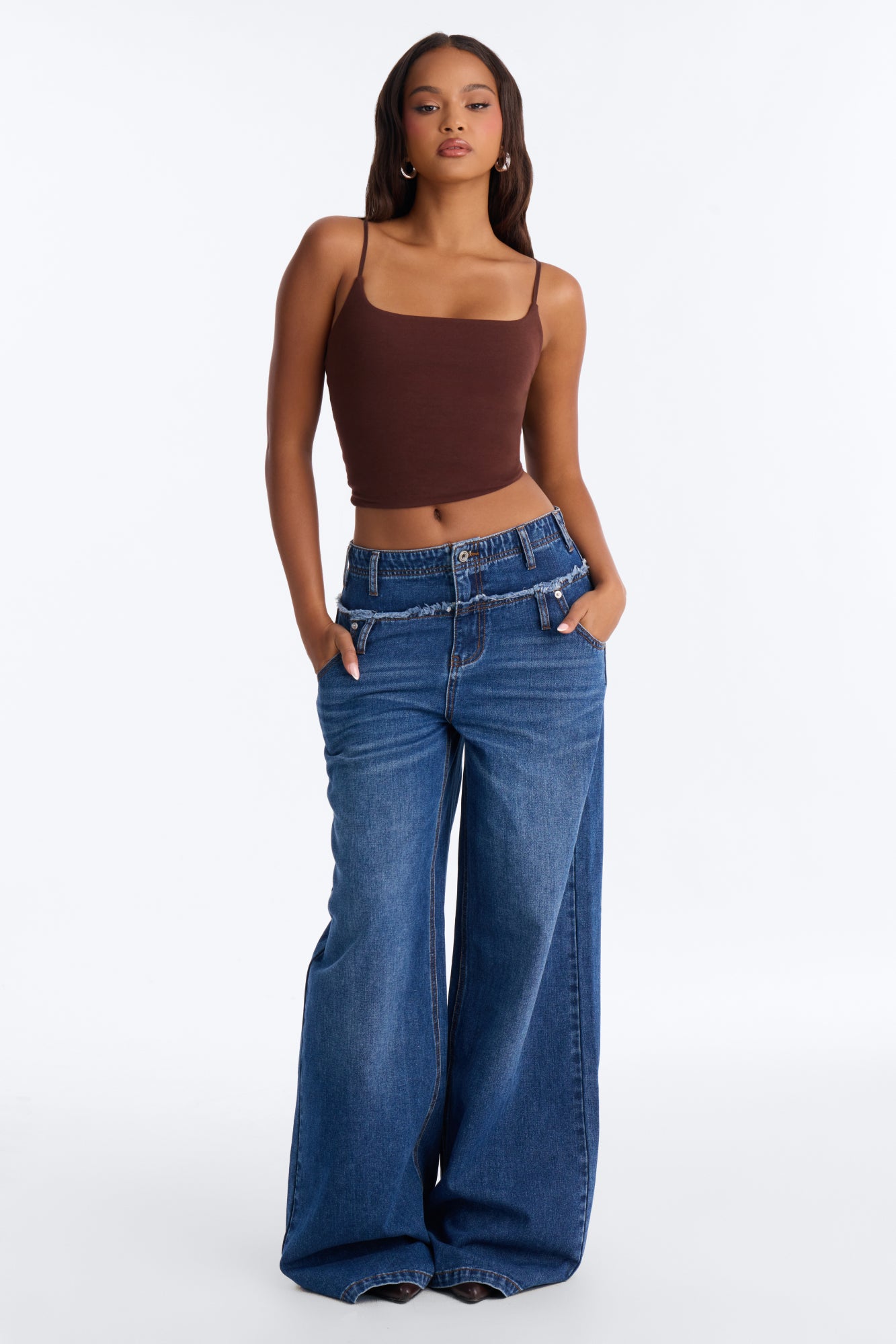 Never Ending Reconstructed Wide Leg Jeans - Dark Wash