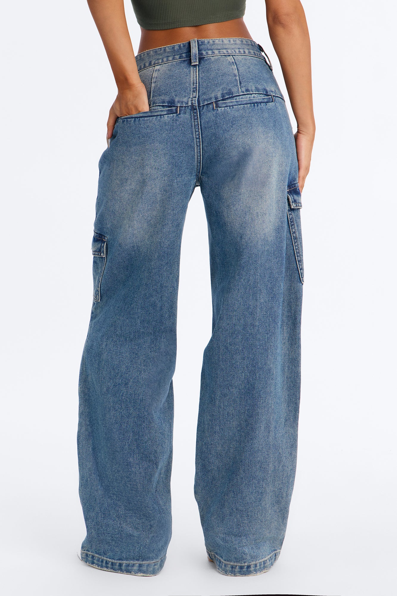 Rosarito Tinted Cargo Jeans - Medium Wash