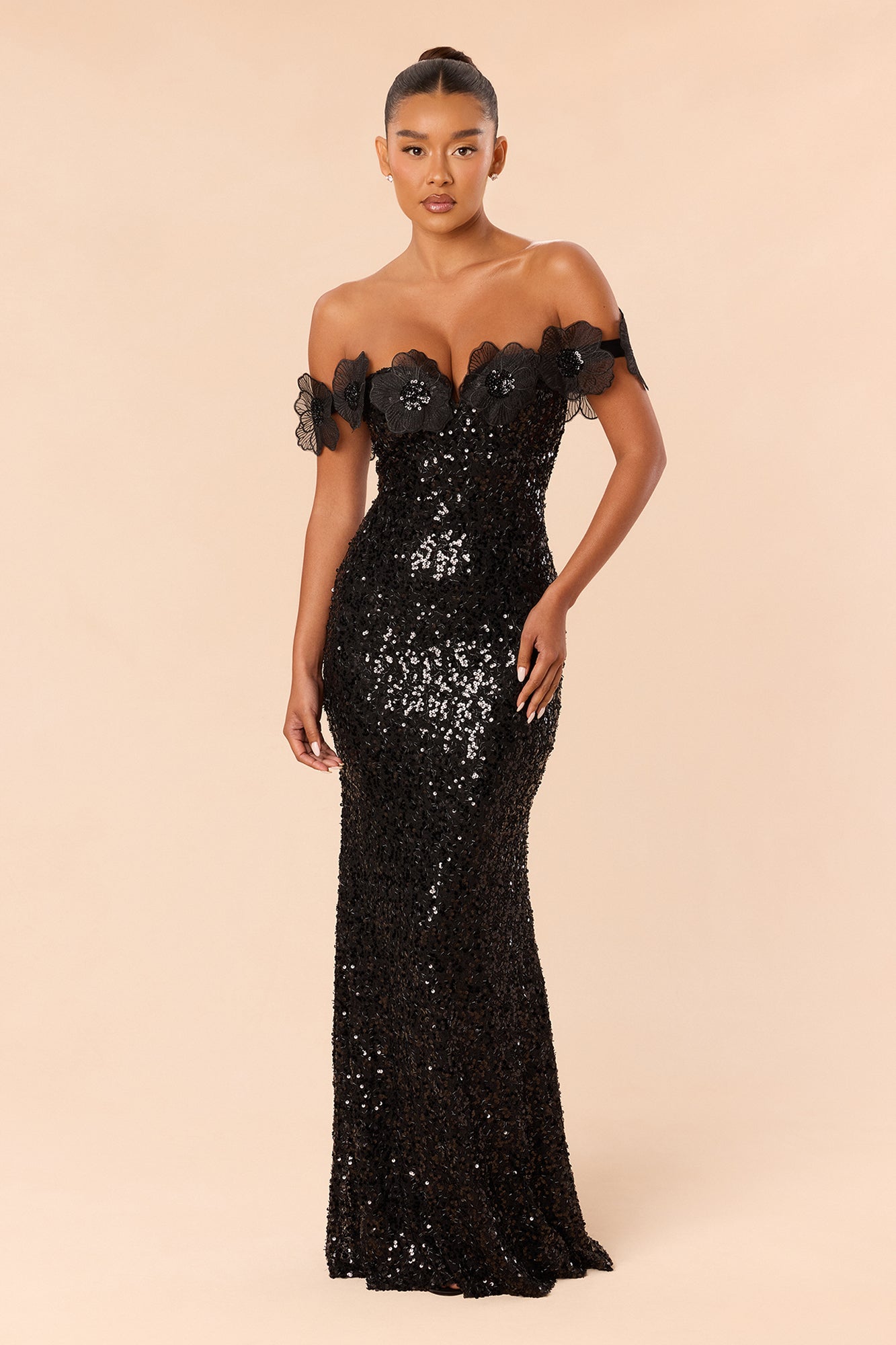 Princess Treatment Sequin Gown - Black