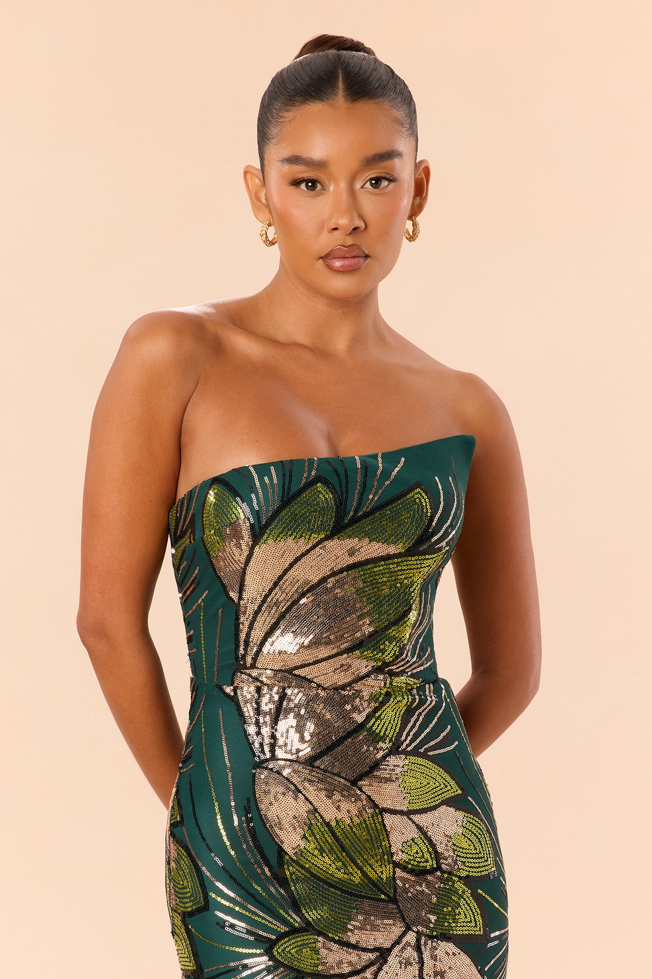 Dayah Sequin Gown - Green/combo