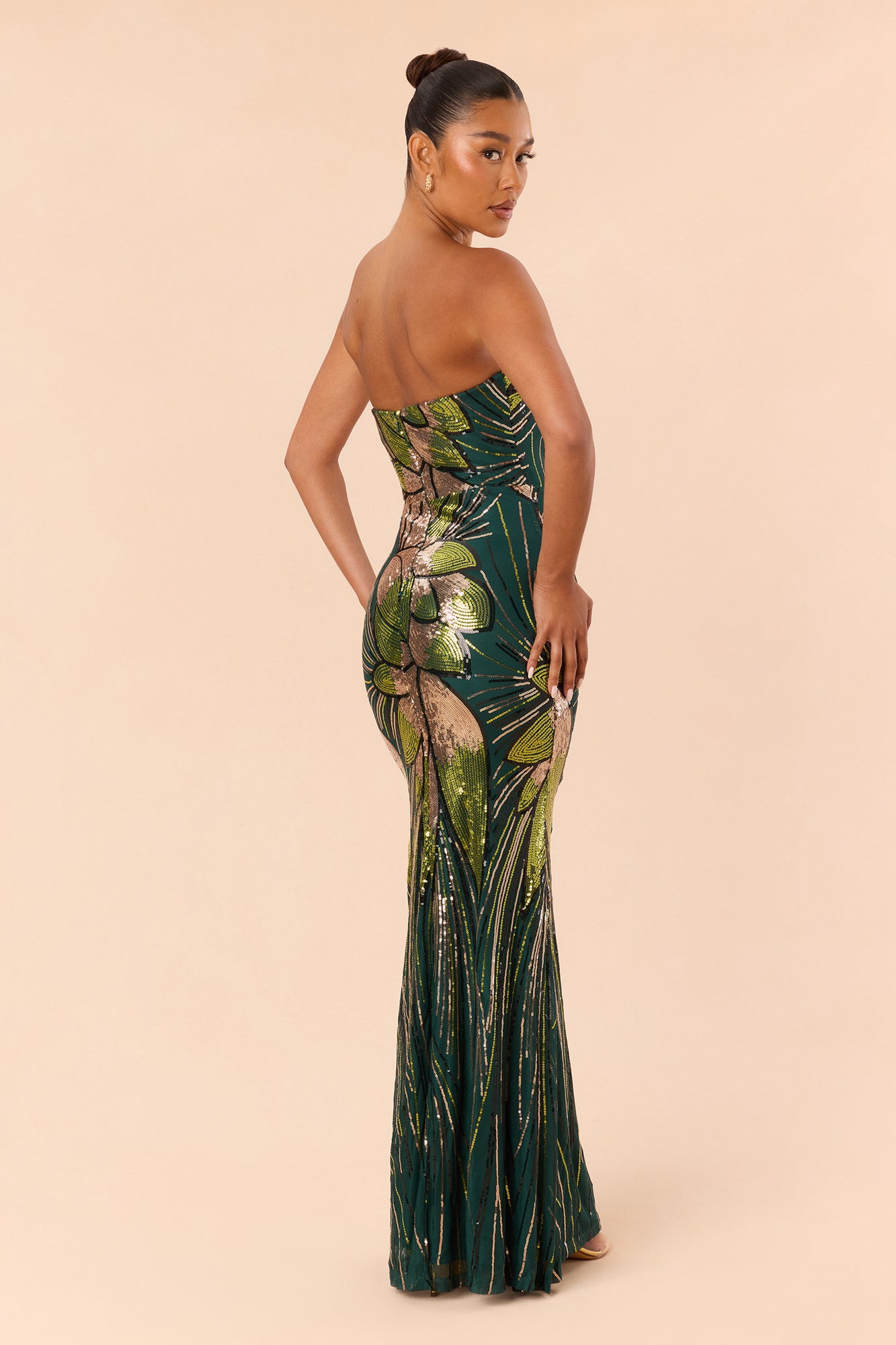 Dayah Sequin Gown - Green/combo