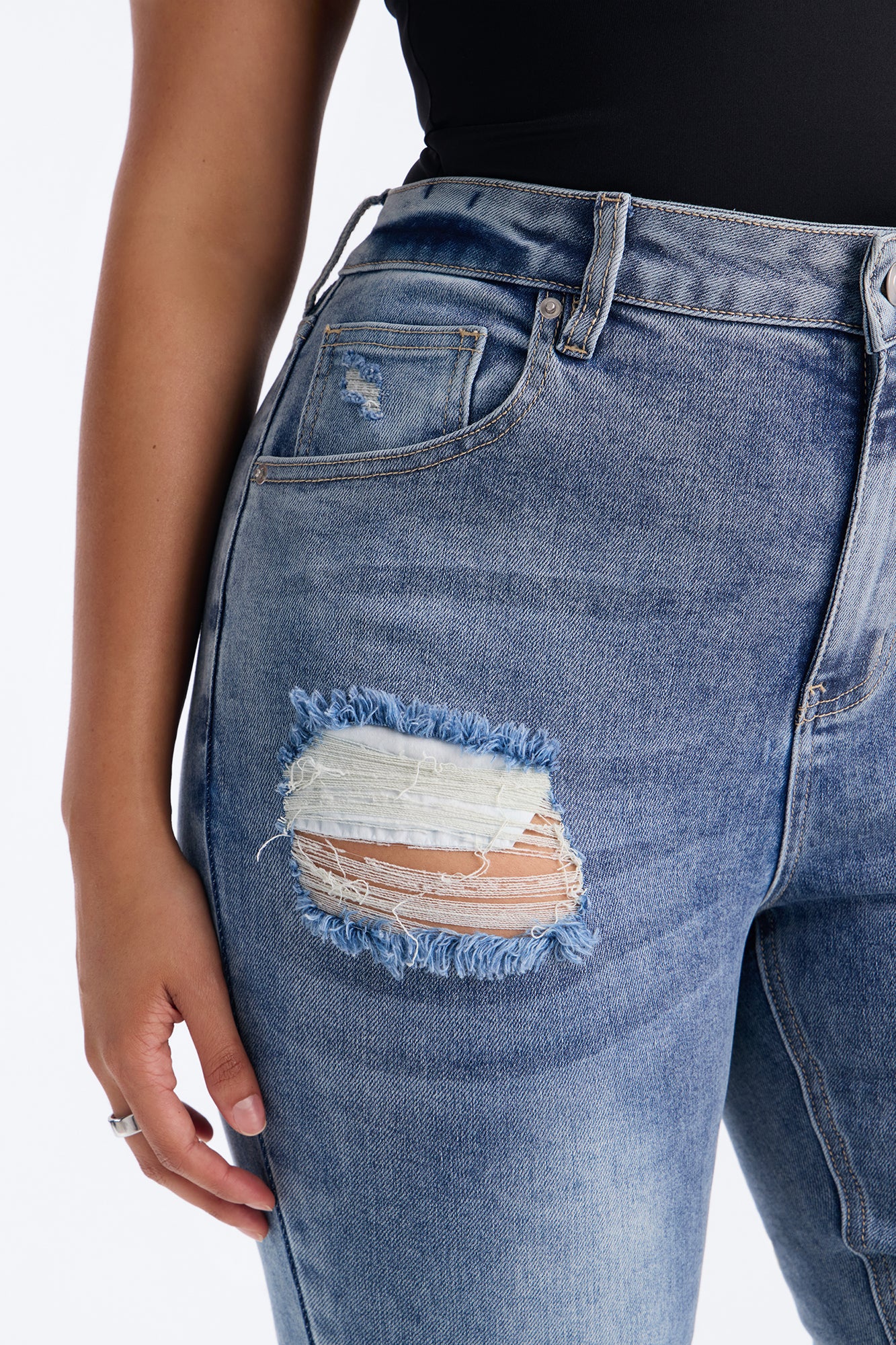 Tall Certifiable Stretch Ripped Flare Jeans - Light Wash