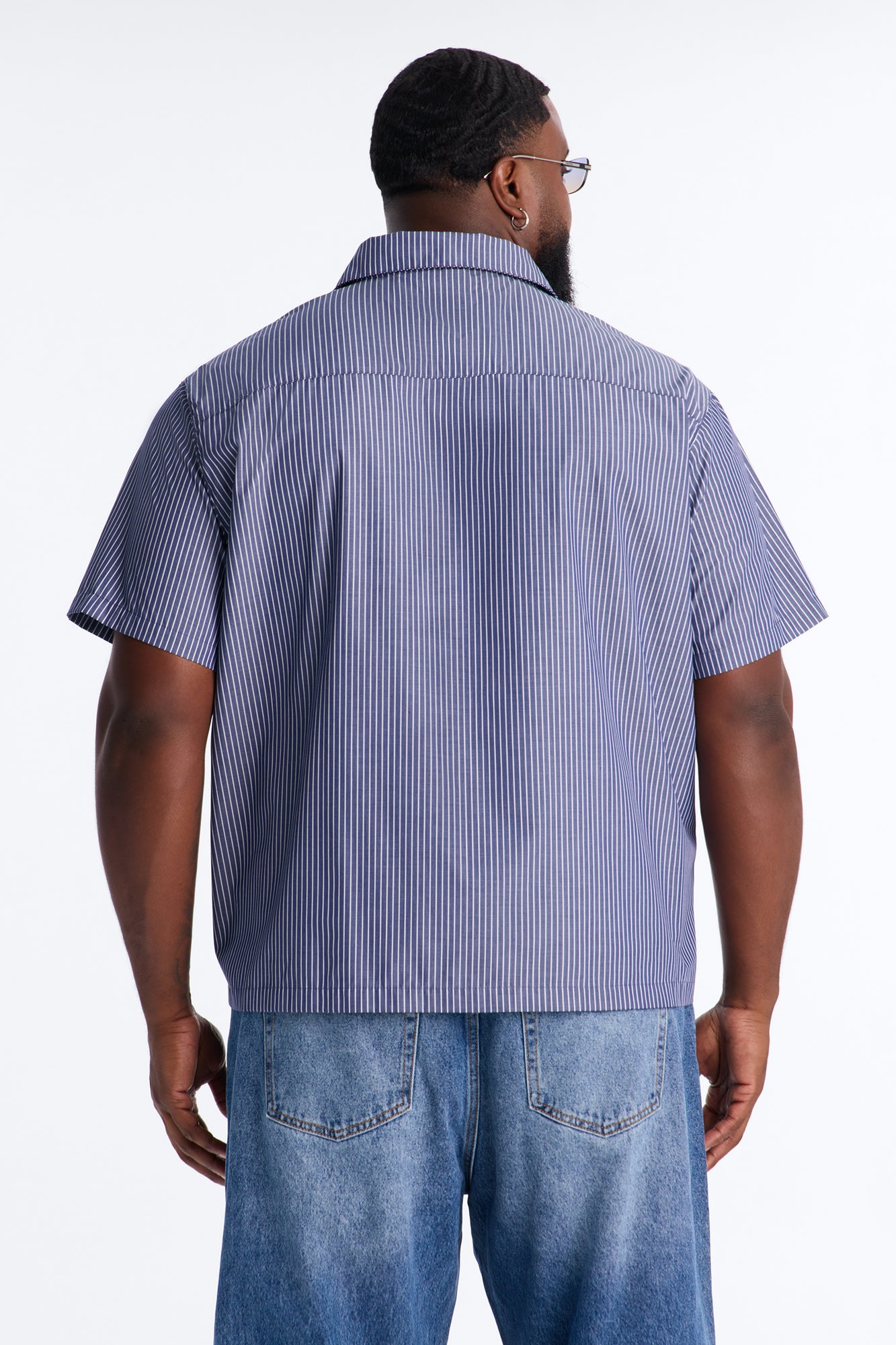Monaco Relaxed Full Button Shirt - Navy/combo