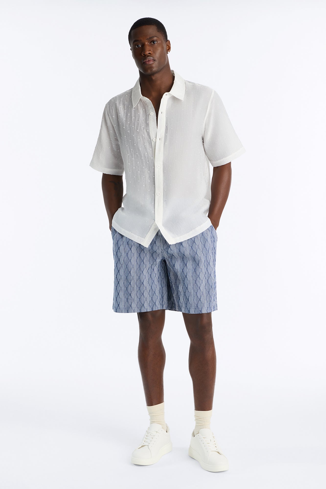 Harbor Stripe Relaxed Short - Navy/combo