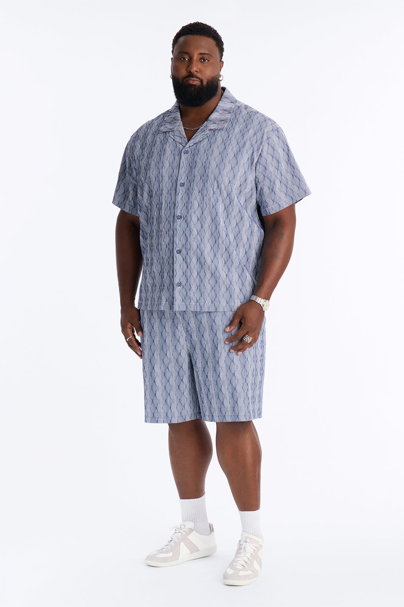 Harbor Stripe Relaxed Short - Navy/combo