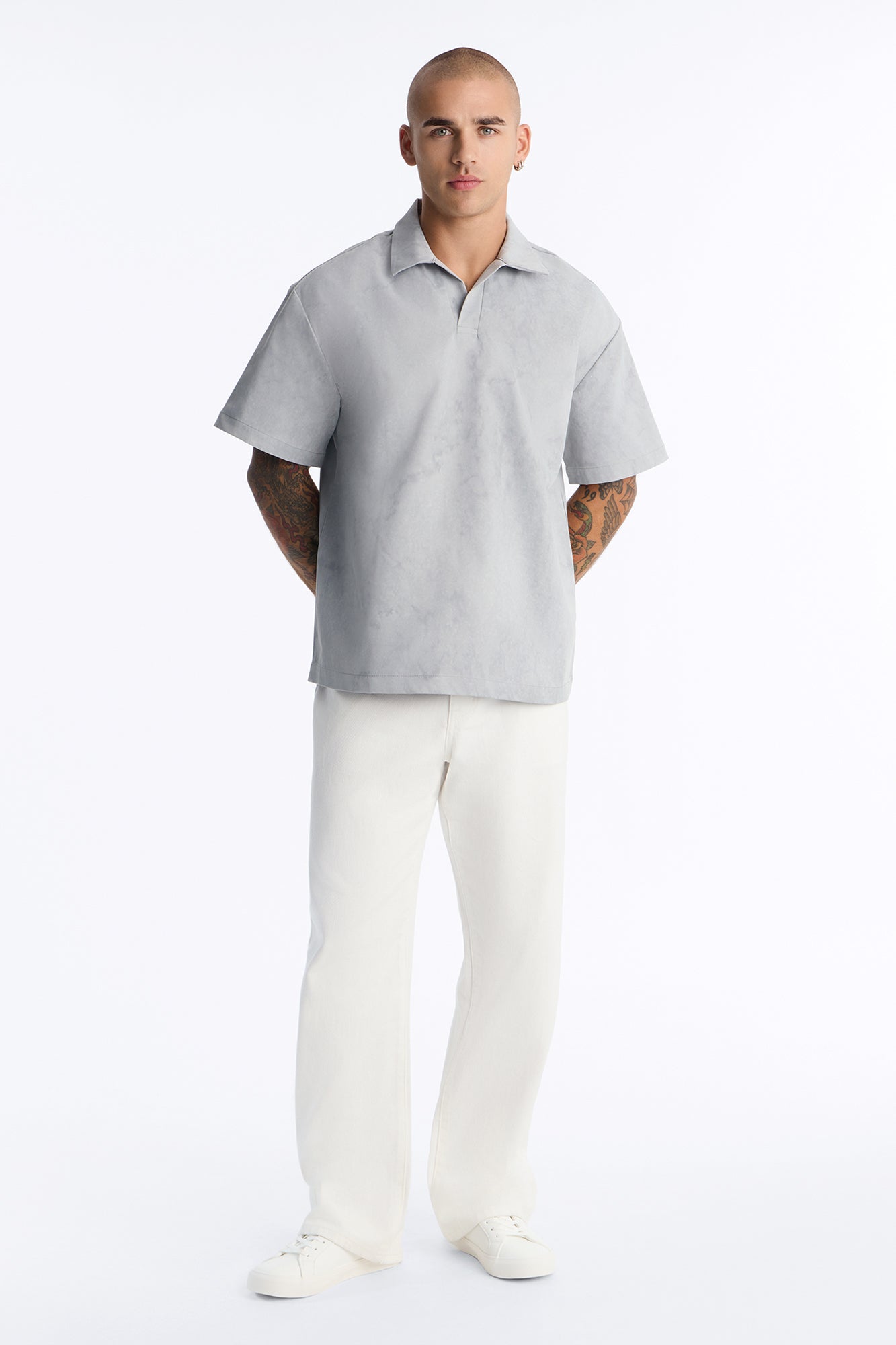 Modern Envoy Boxy Short Sleeve Polo - Washed Grey