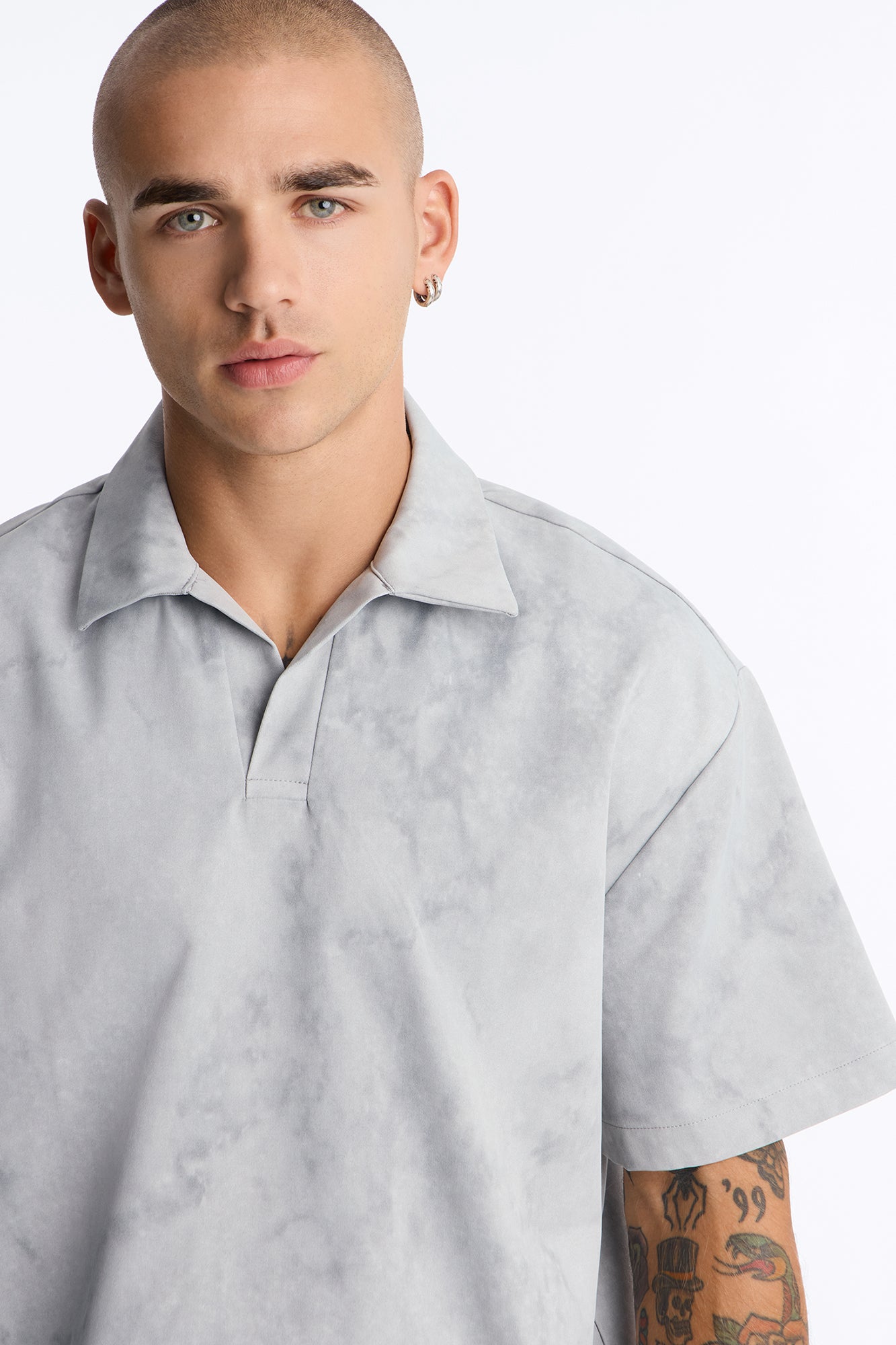 Modern Envoy Boxy Short Sleeve Polo - Washed Grey